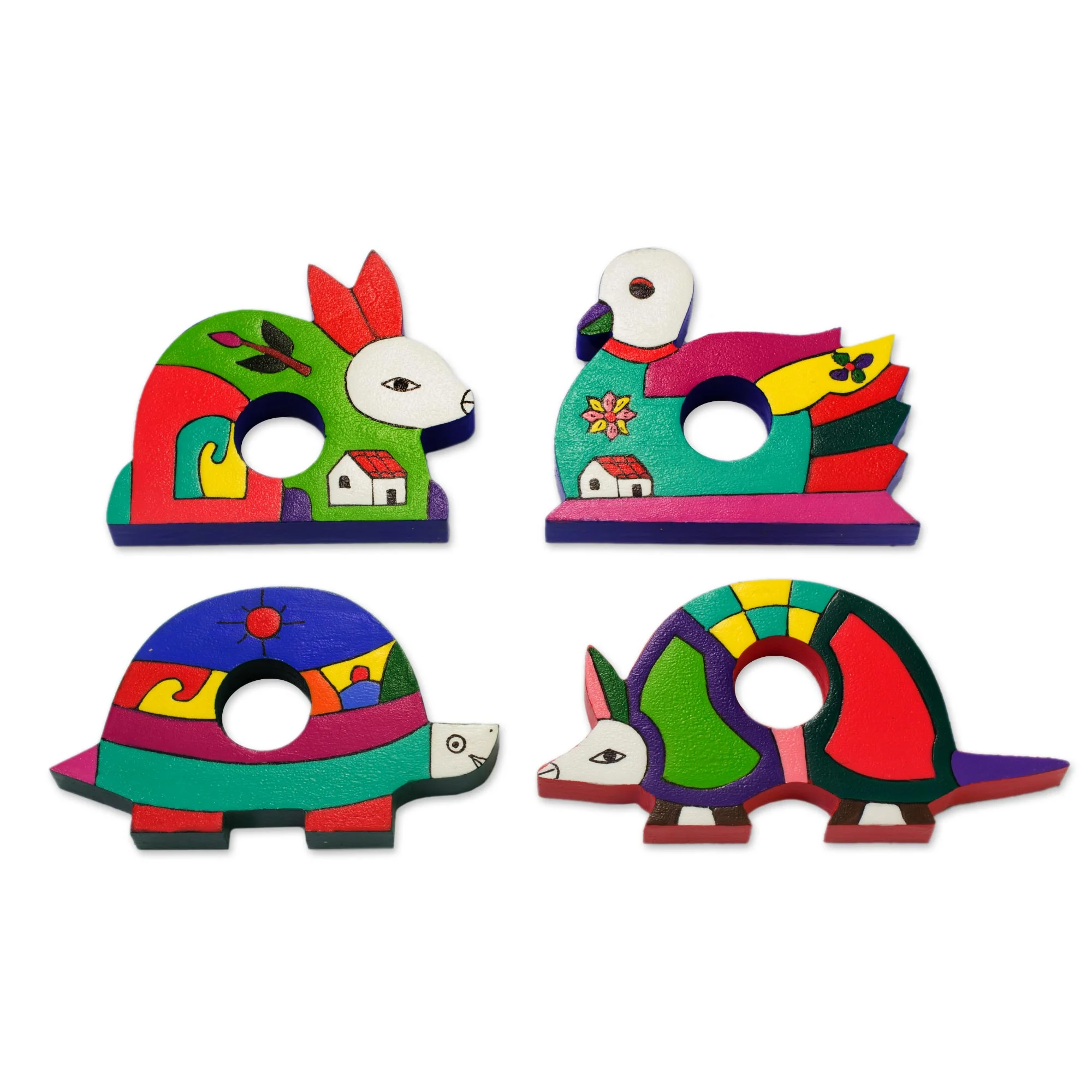 Happy Animals Pine Wood Napkin Rings - Image 2