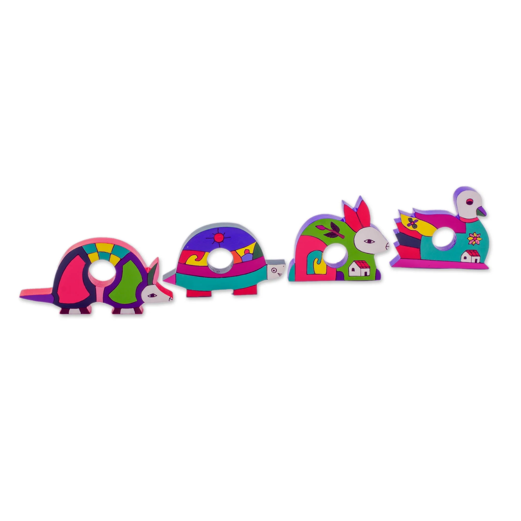 Happy Animals Pine Wood Napkin Rings - Image 4