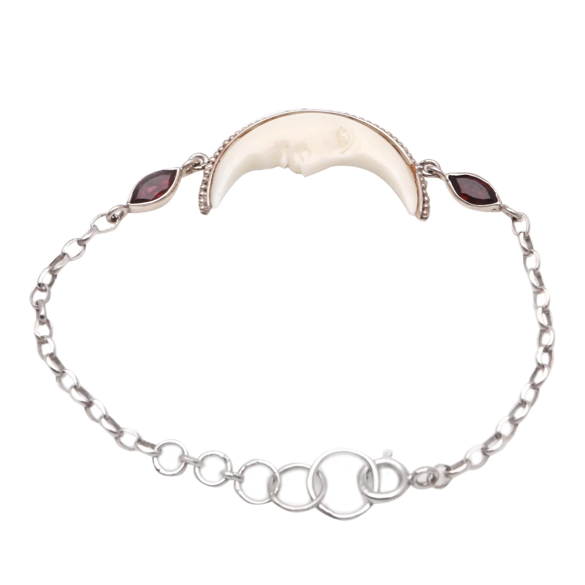Happy Crescent Crescent Moon Garnet Pendant Bracelet - Image 4