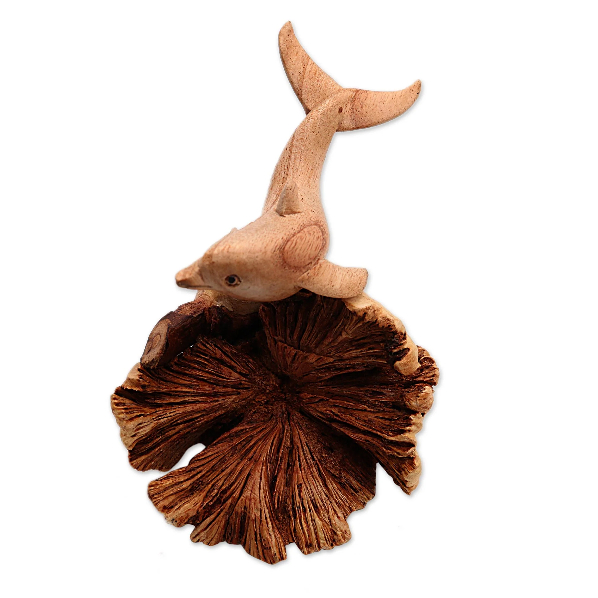 Happy Dolphin Jempinis and Benalu Wood Dolphin Figurine from Bali - Image 3