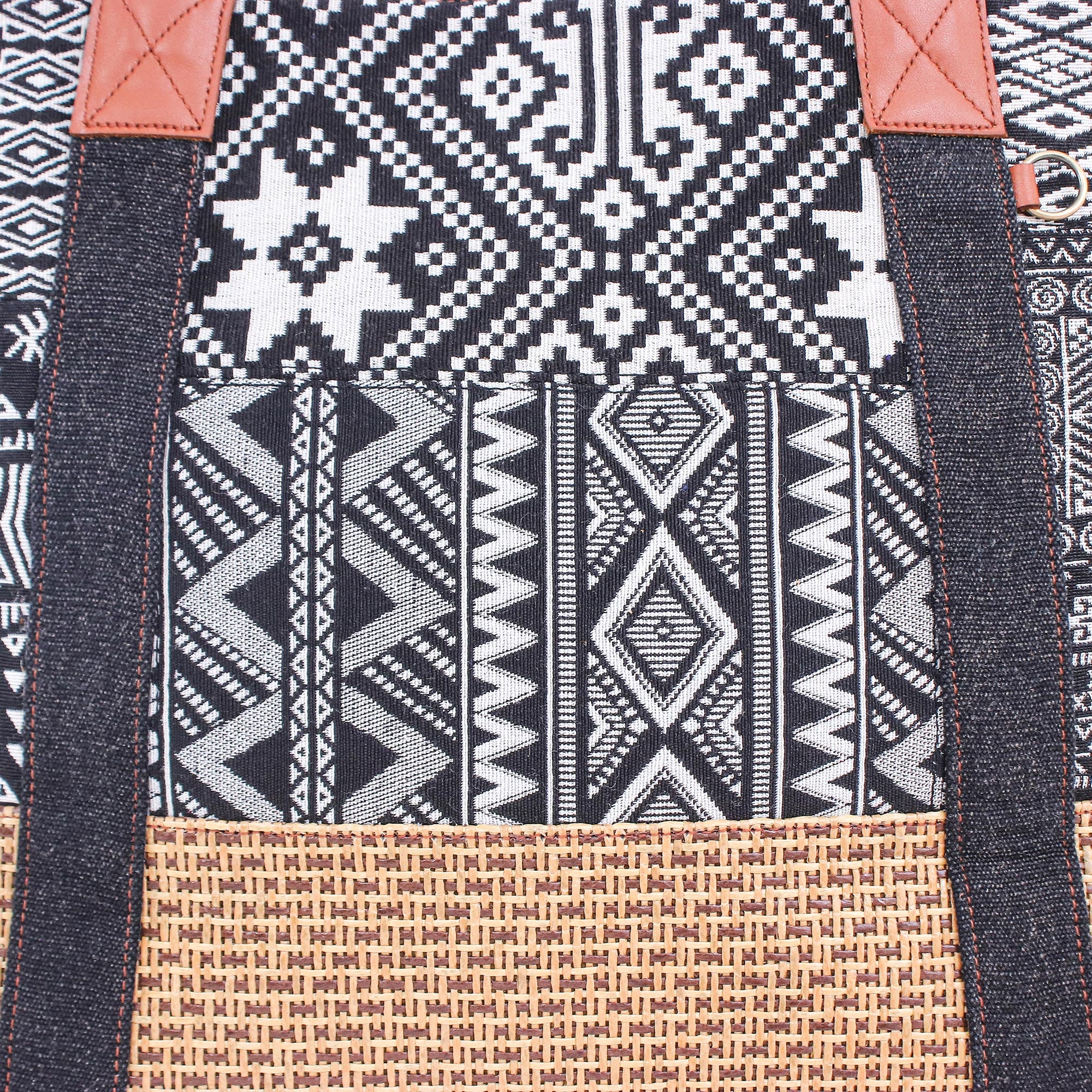 Happy Journey in Black Black and White Cotton Blend Shoulder Bag - Image 5