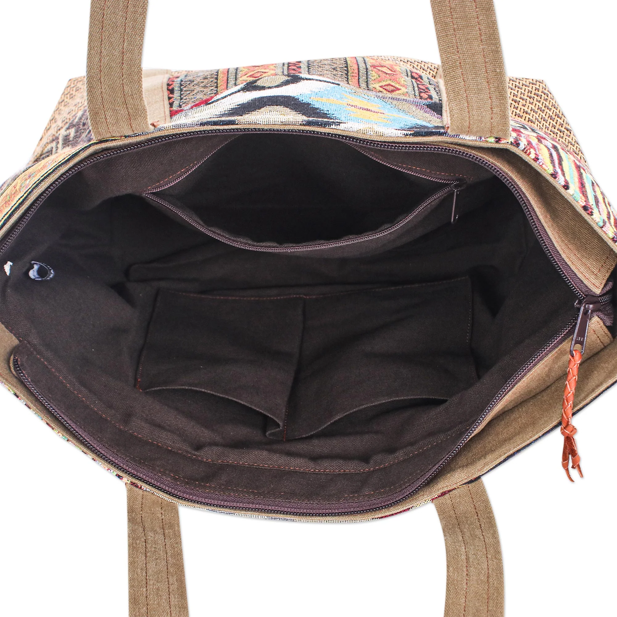 Happy Journey in Yellow Cotton Patchwork and Leather Trim Shoulder Bag - Image 4