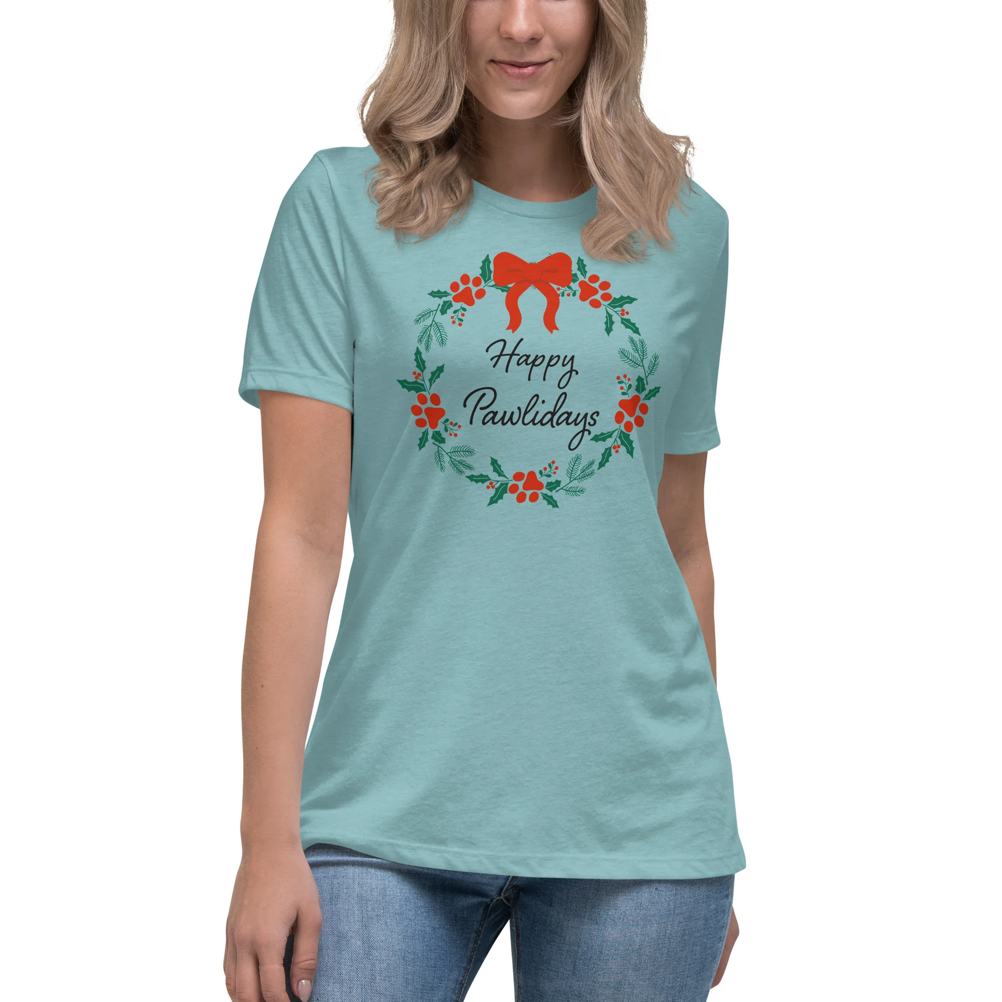 Happy Pawlidays Wreath Women's Relaxed T-Shirt - Image 2