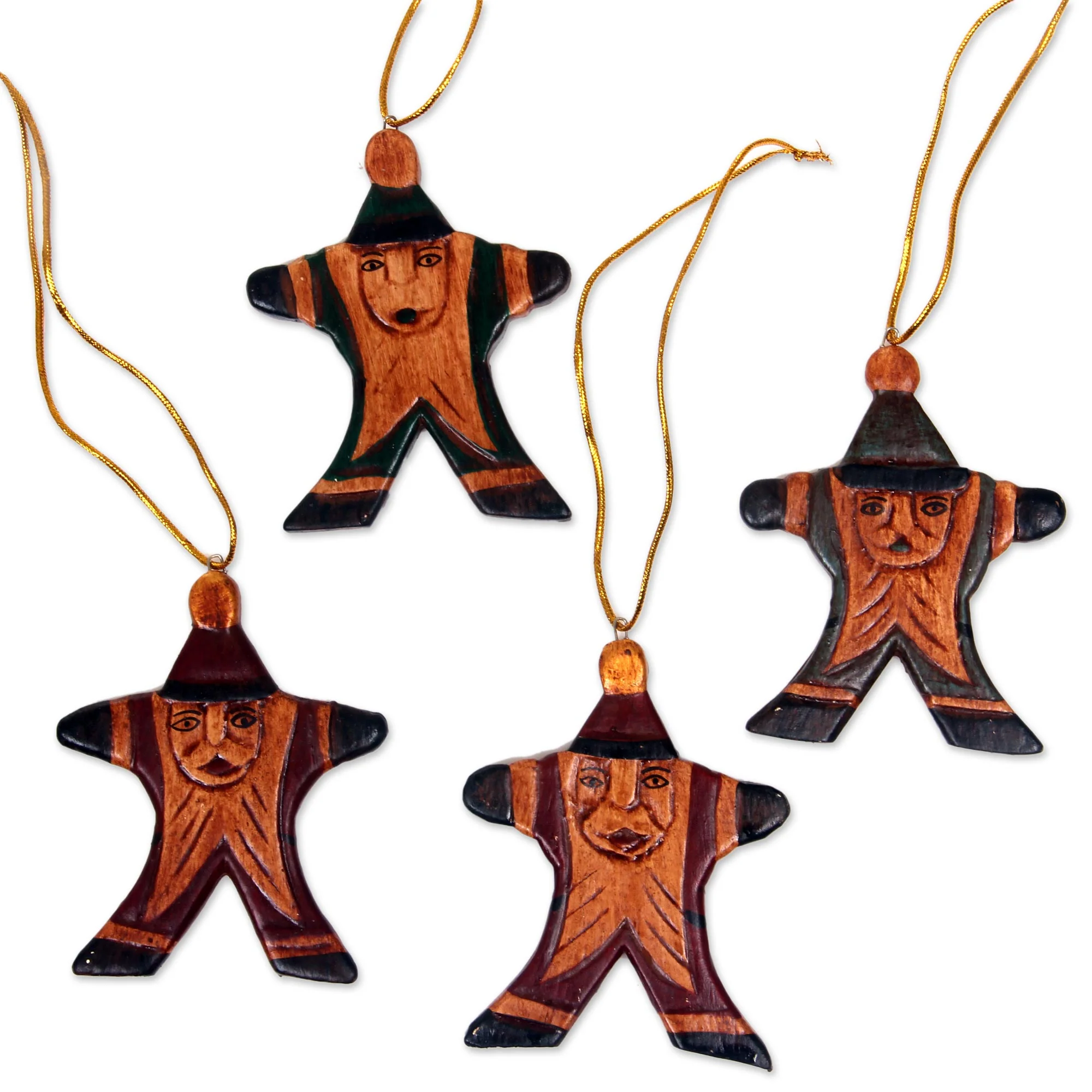 Happy Santa Classic Santa Claus Christmas Ornaments in Maroon and Green - Image 2