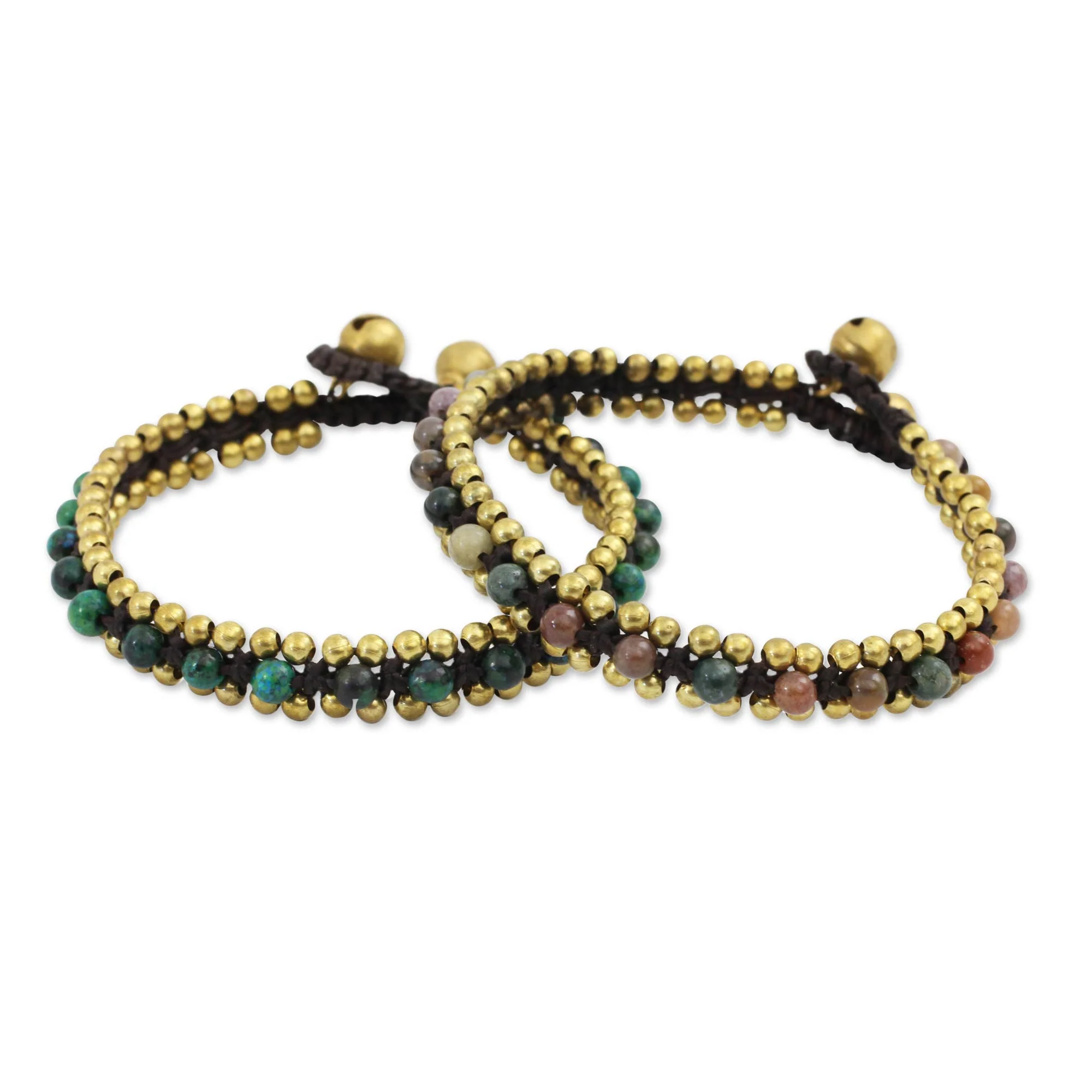 Happy Times Fair Trade Beaded Bracelets with Serpentine and Agate (Pair) - Image 2