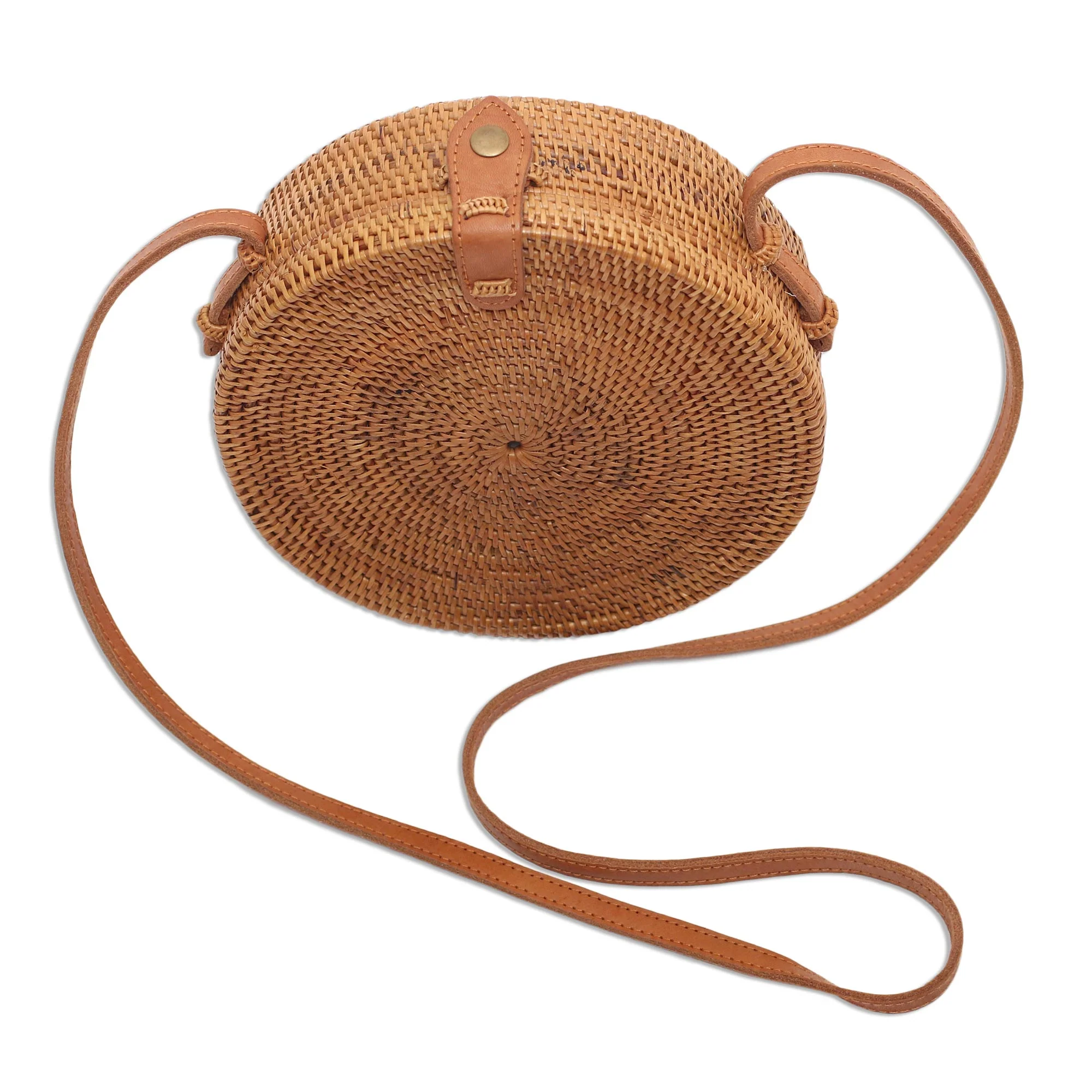Happy Tradition Round Woven Bamboo and Ate Grass Shoulder Bag - Image 3