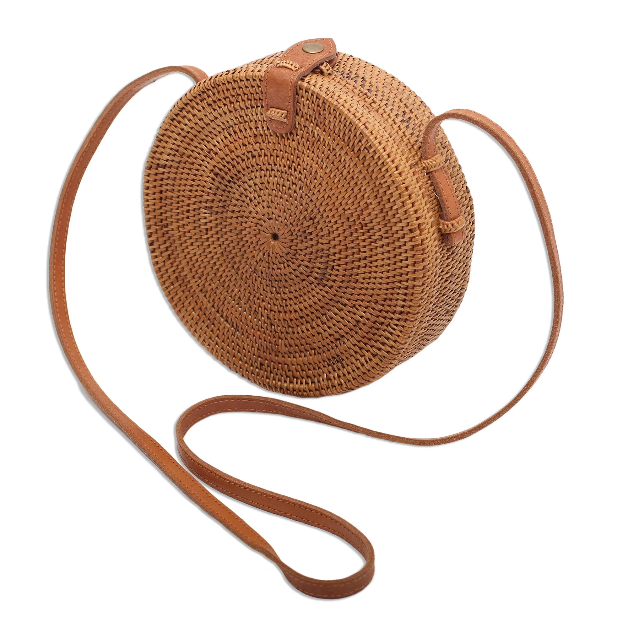 Happy Tradition Round Woven Bamboo and Ate Grass Shoulder Bag - Image 4