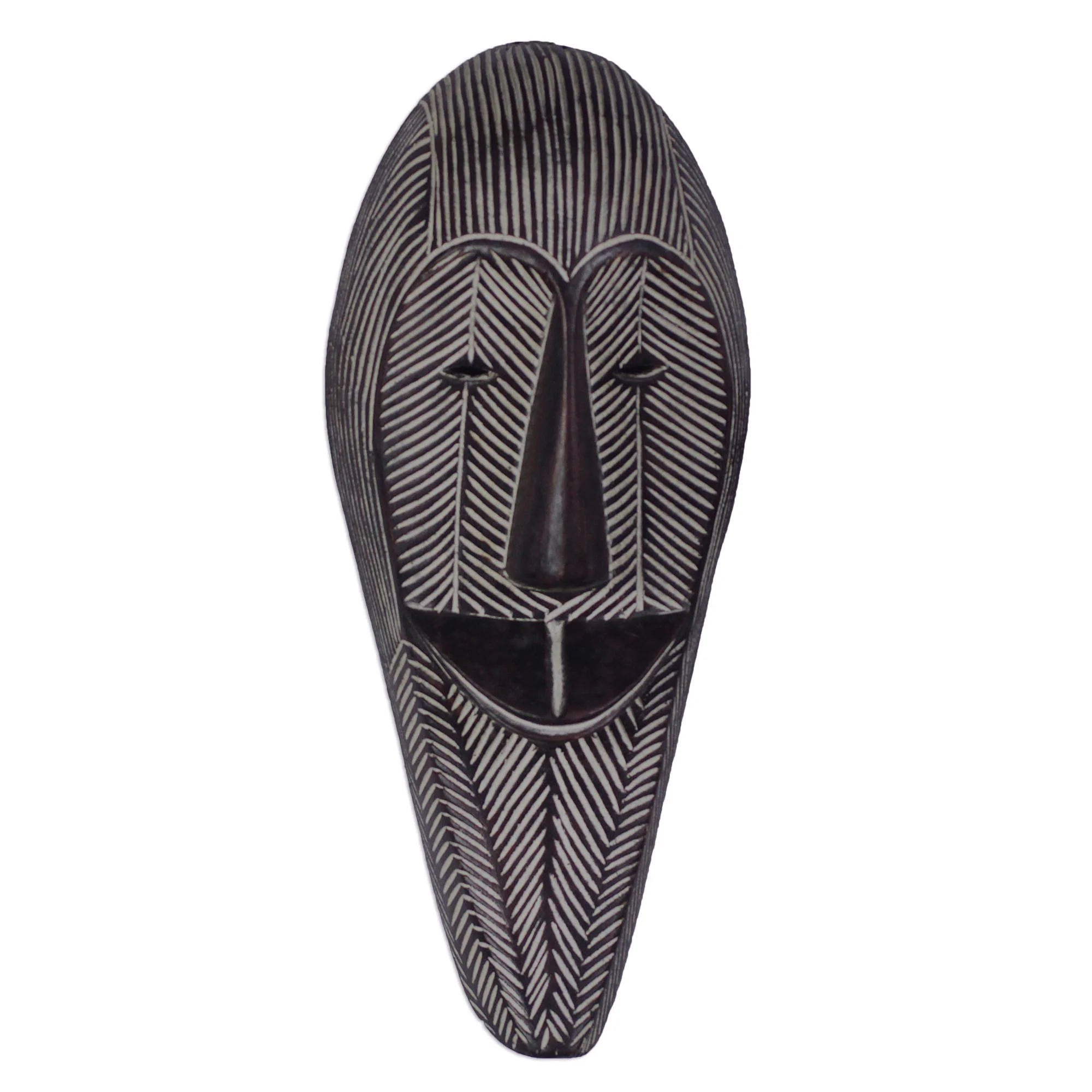 Happy Woman Hand-Carved Smiling Woman Sese Wood African Wall Mask - Image 2