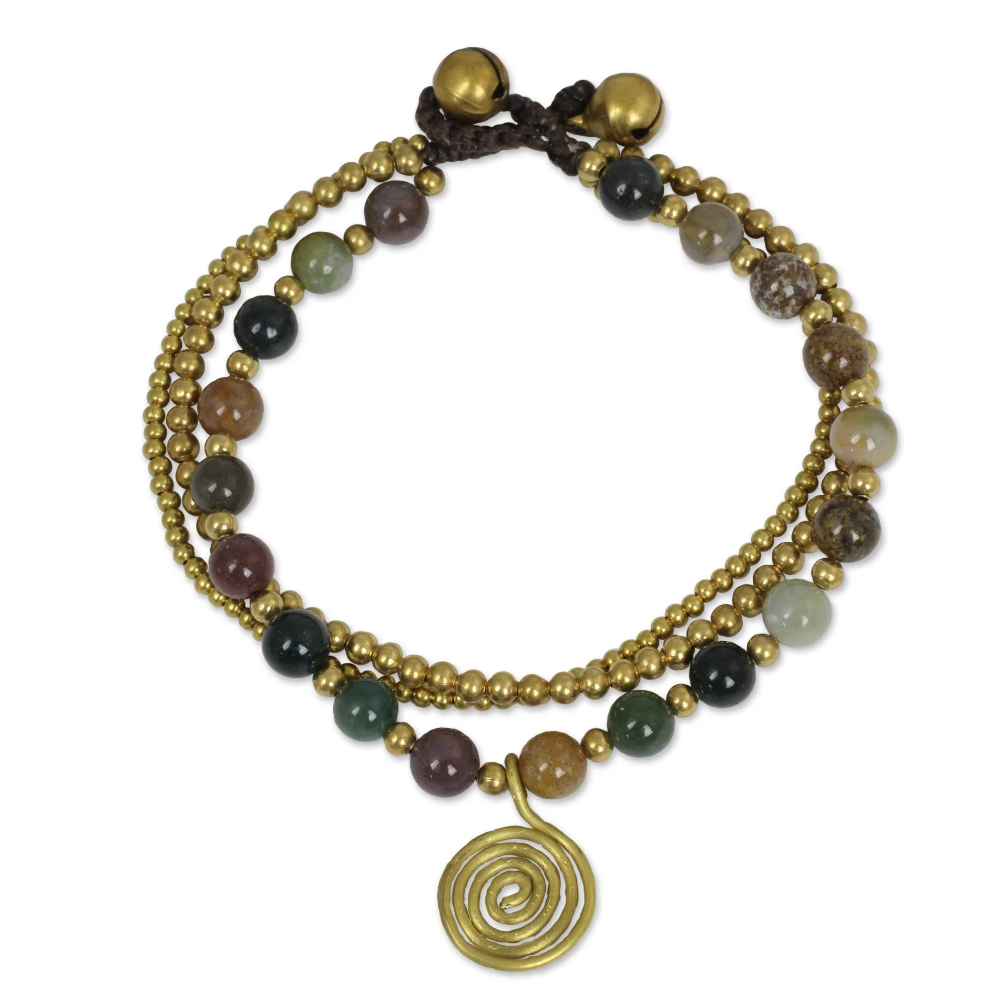 Harmonious Blend Thai Beaded Jasper and Brass Bracelet - Image 2