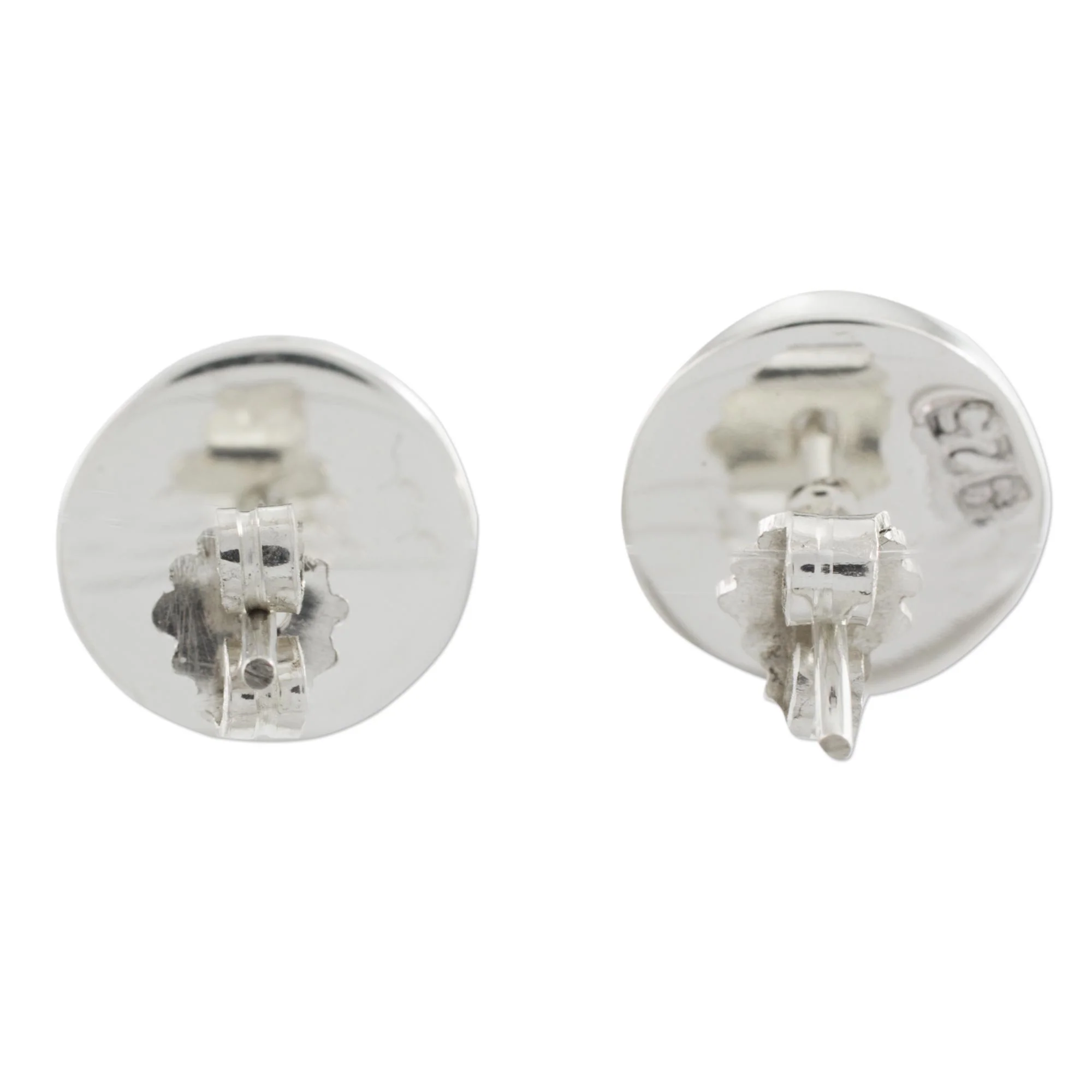 Harmonious Peace Jade & Silver Button Earrings - Image 5