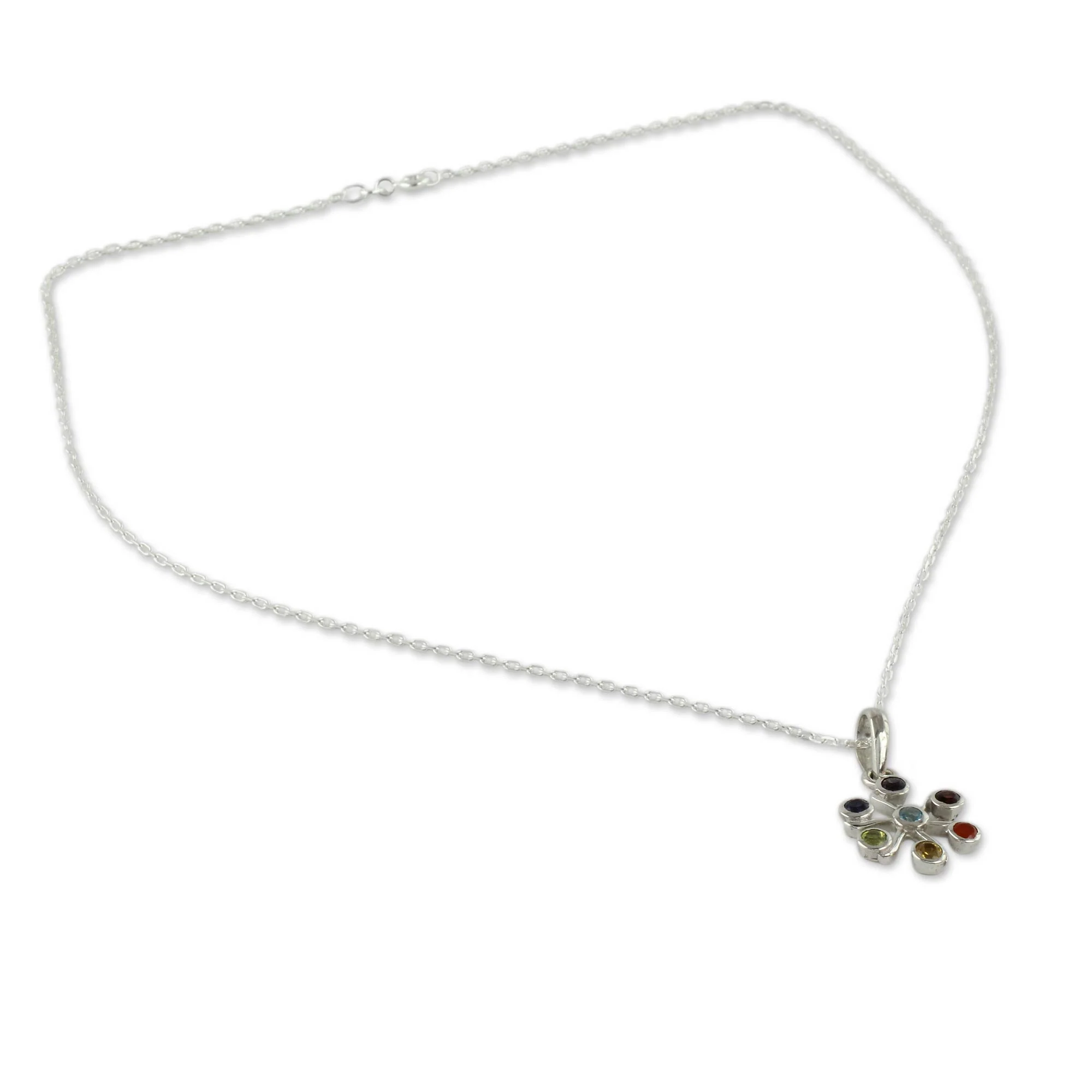Harmony Within Multi Gemstone Sterling Silver Necklace Chakra Jewelry - Image 2