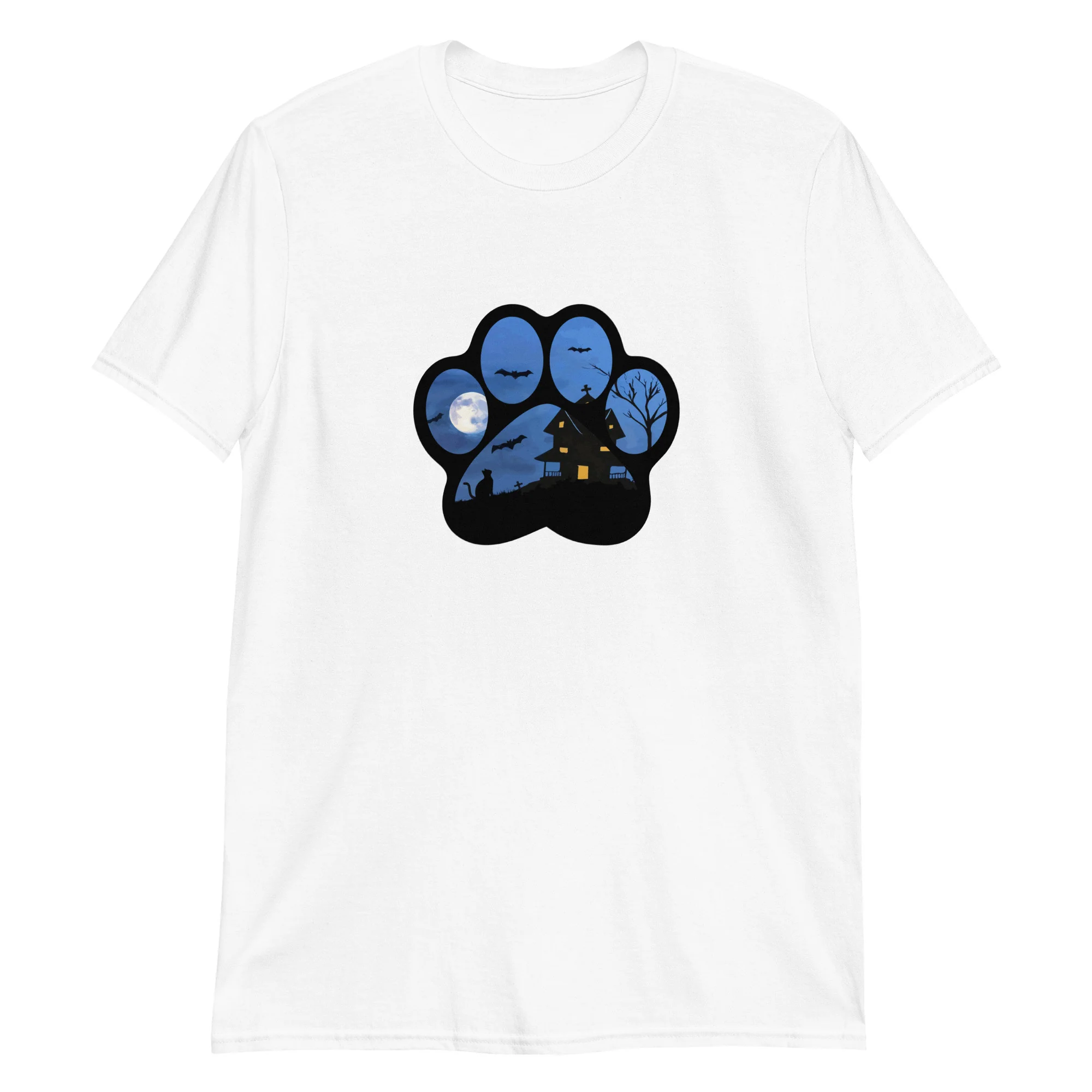 Haunted House Paw Print T-Shirt - Image 15