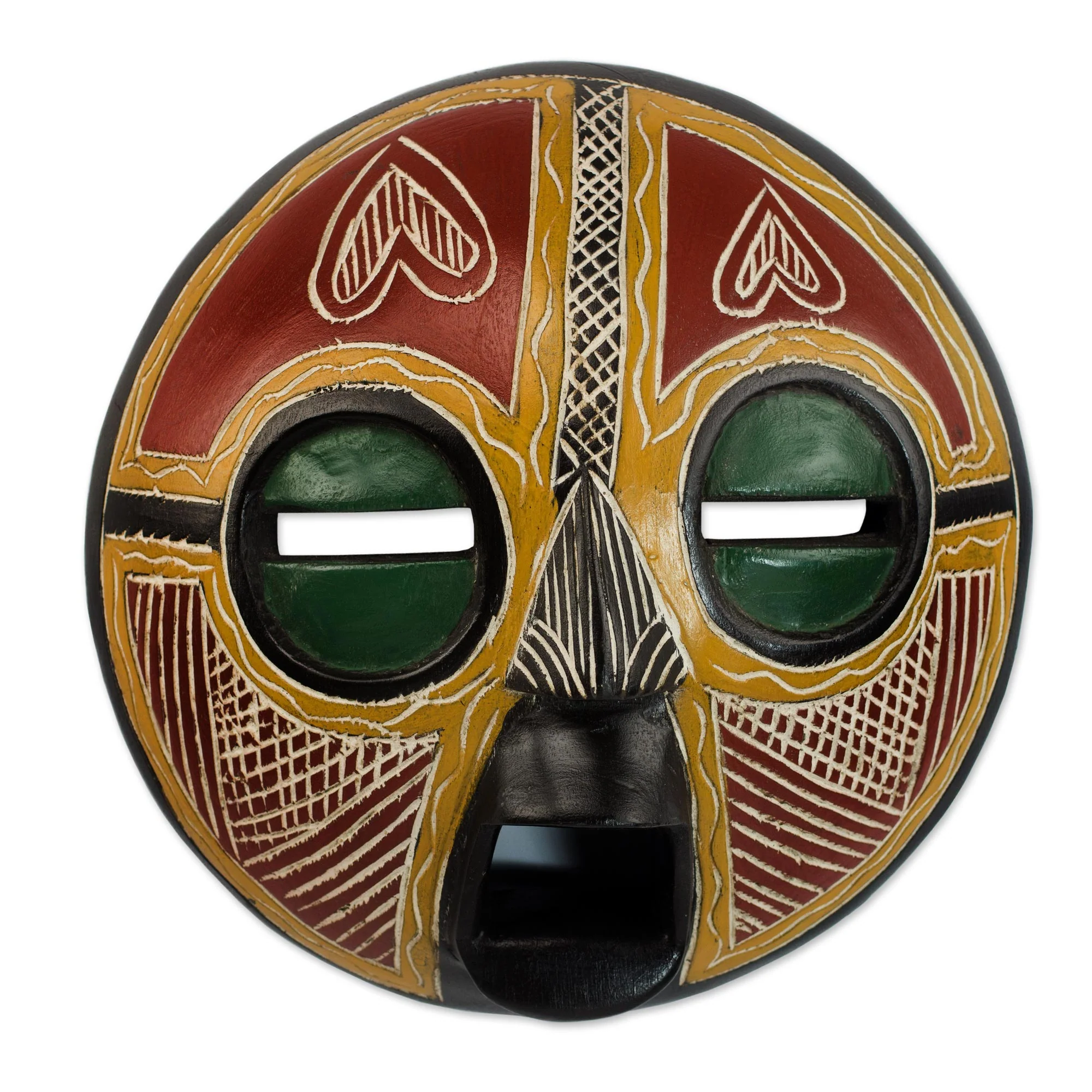 Heart of Africa Handcrafted African Sese Wood Wall Mask from Ghana - Image 2