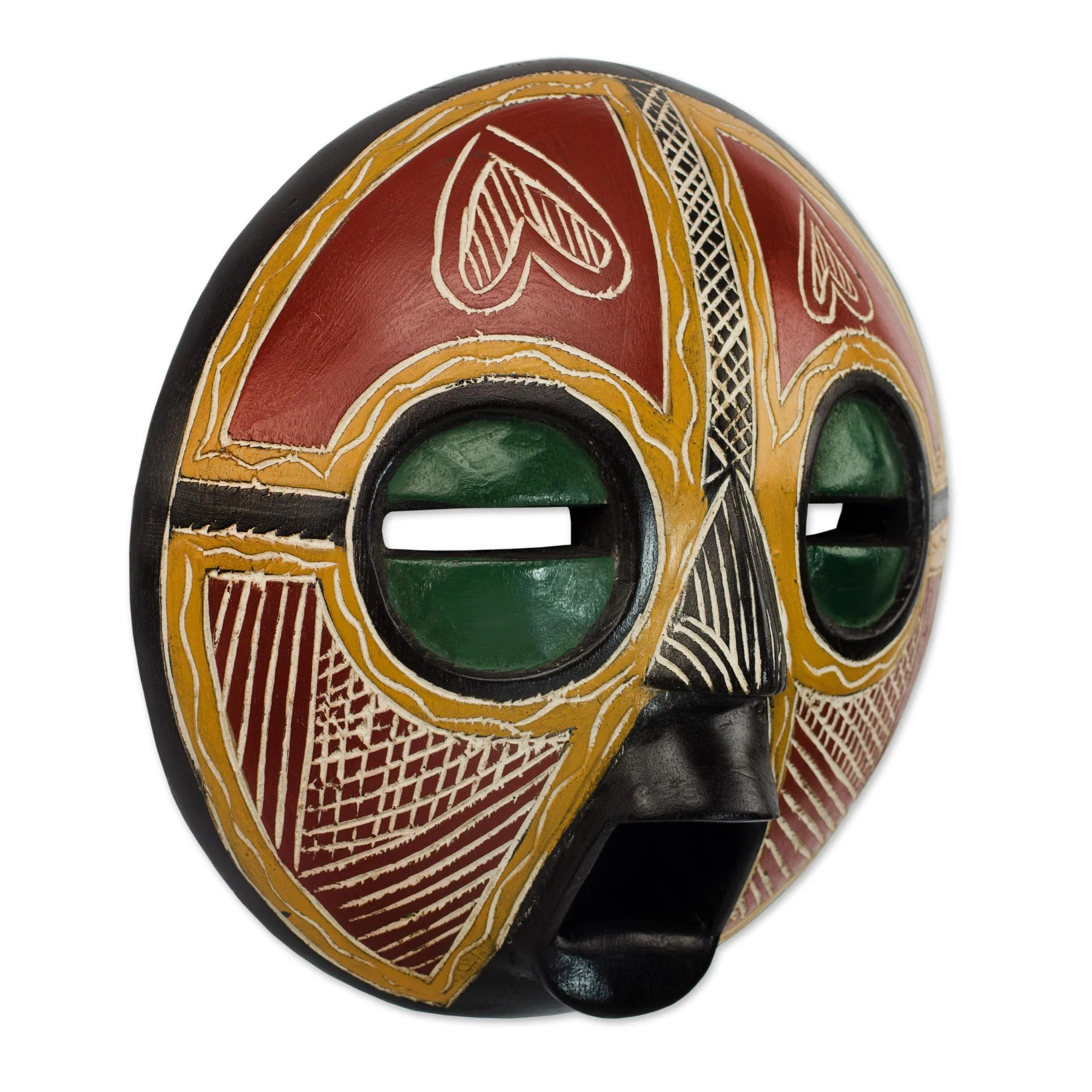 Heart of Africa Handcrafted African Sese Wood Wall Mask from Ghana - Image 3