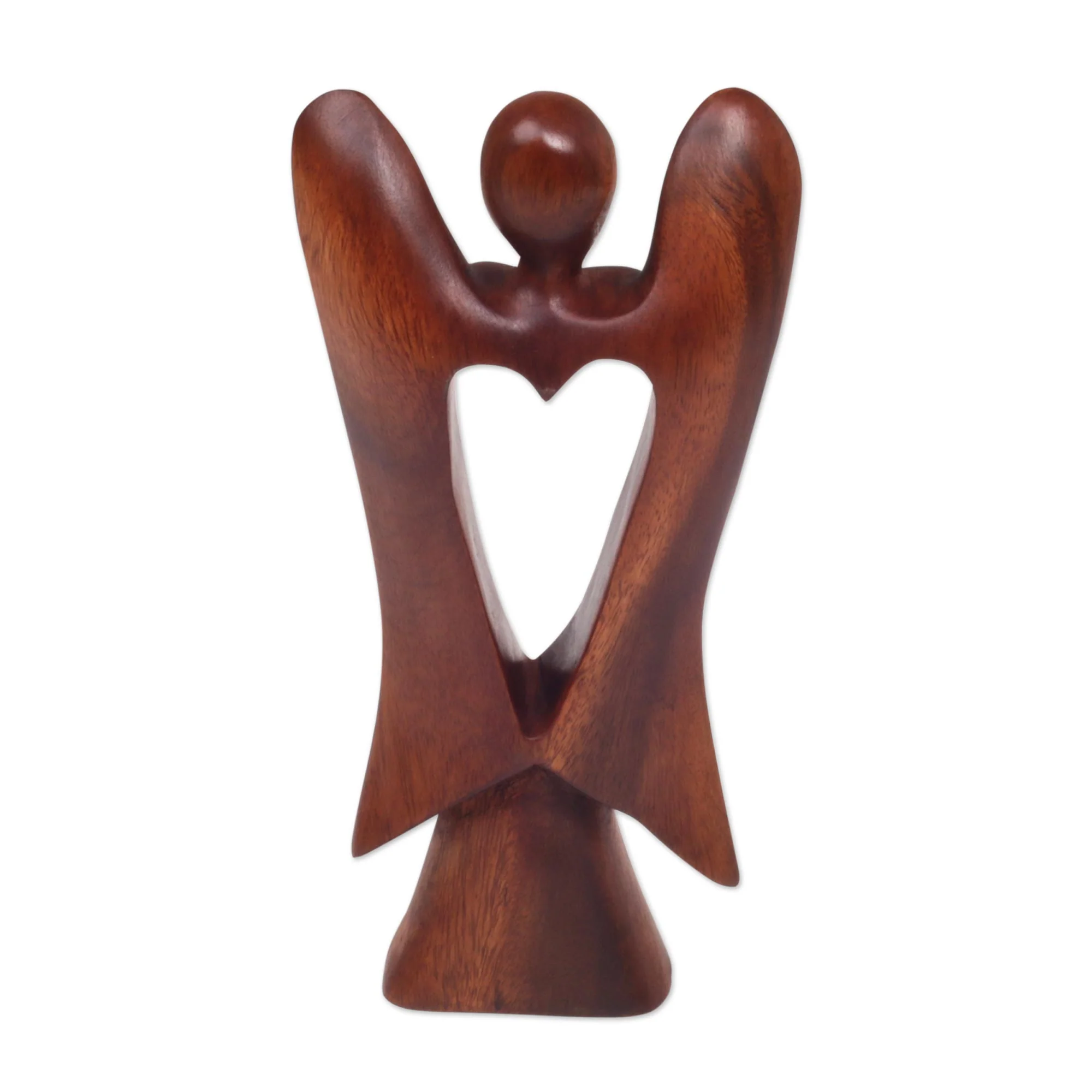 Heart Of An Angel Carved Wood Heart Angel Sculpture - Image 5