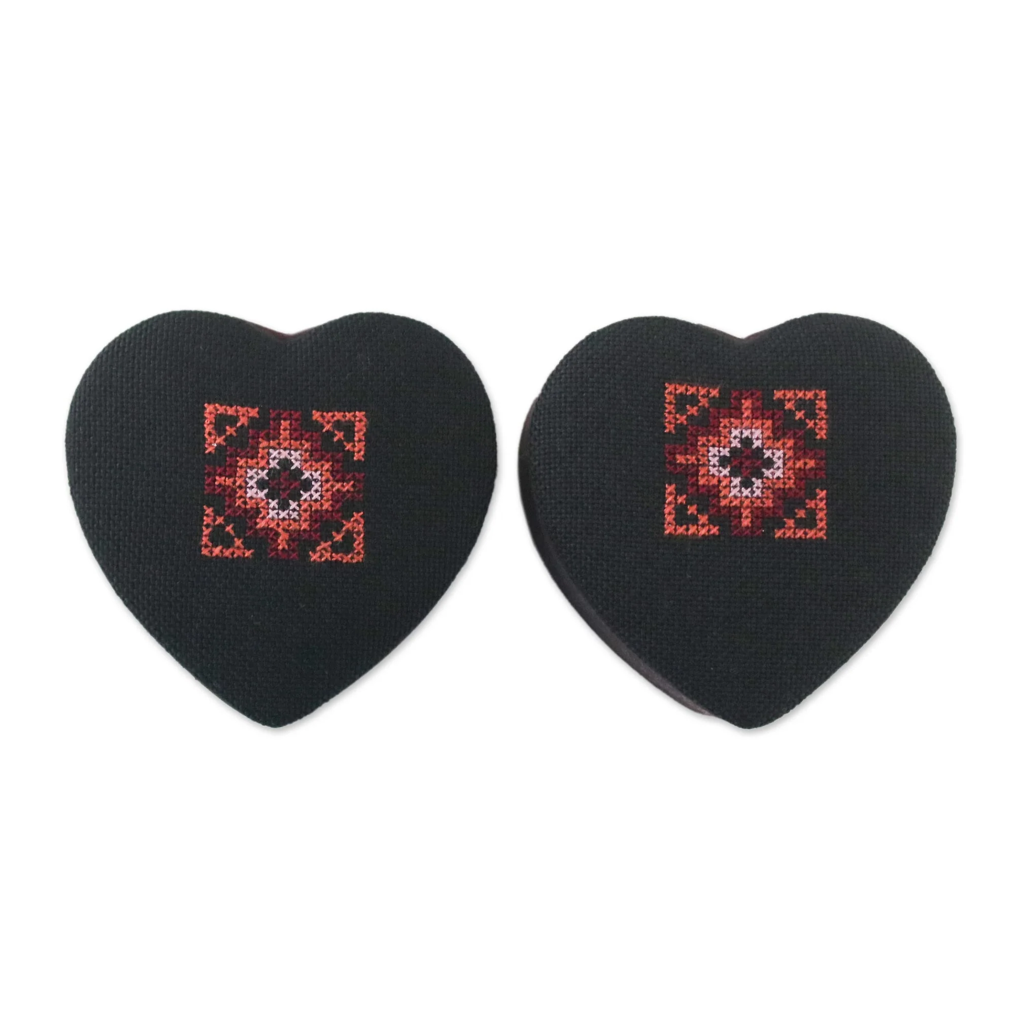 Heart of Thailand Two Thai Cotton and Silk Heart Shaped Jewelry Boxes - Image 5