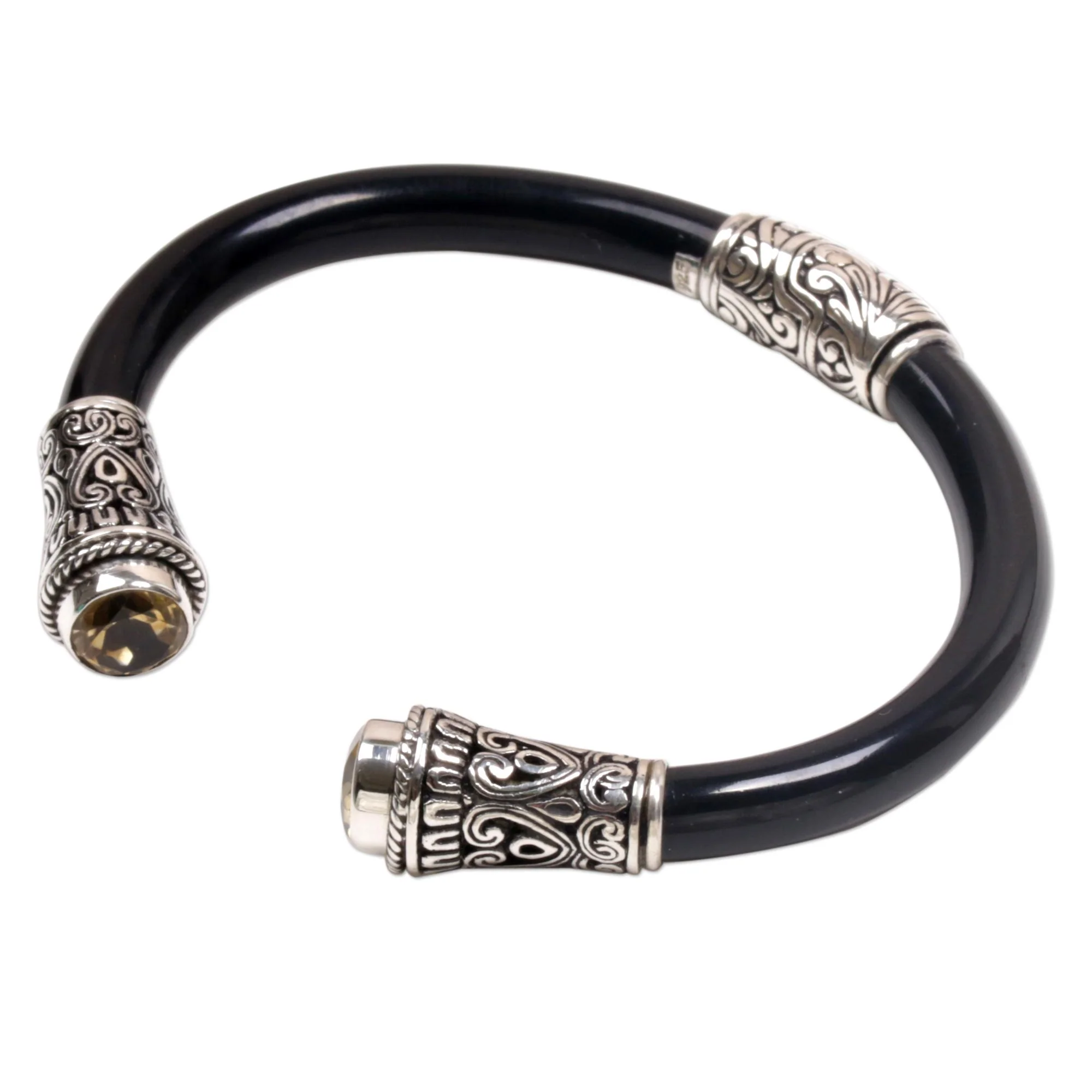 Heart of the Jungle Citrine and Sterling Silver Cuff Bracelet from Bali - Image 5