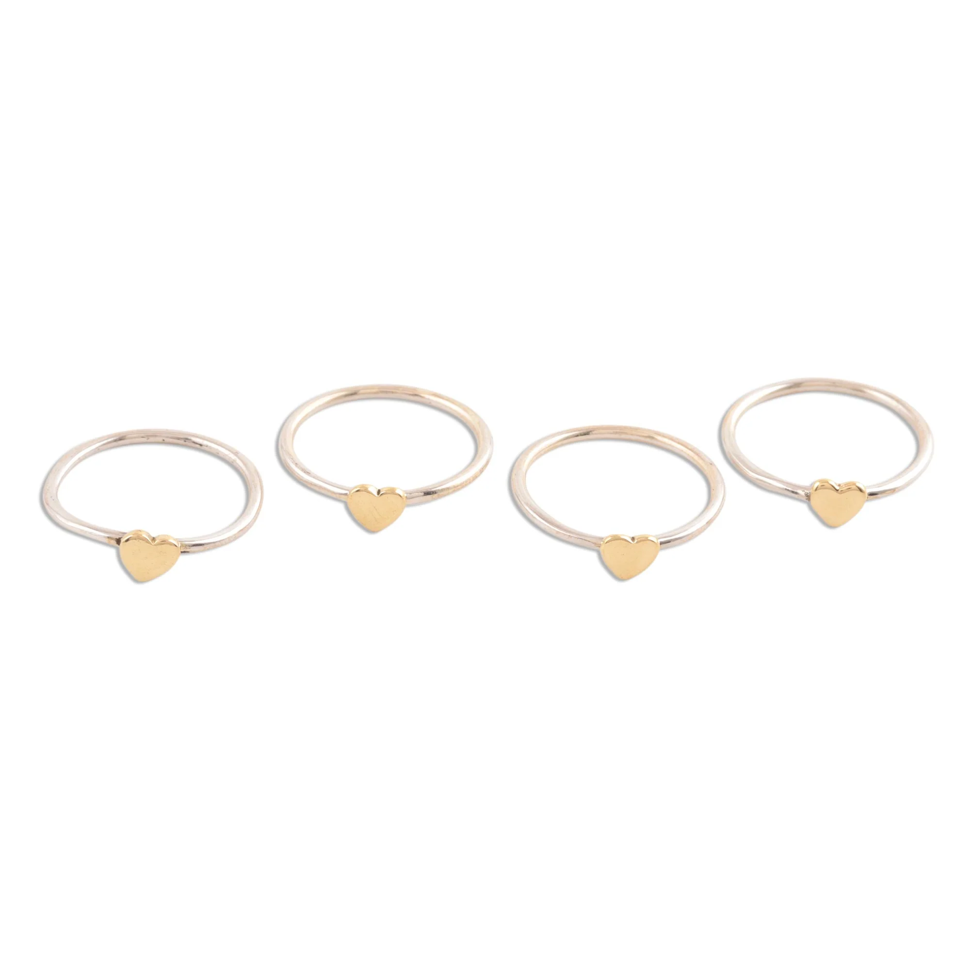 Heart Royalty Sterling Silver and Brass Heart Band Rings from India - Image 4