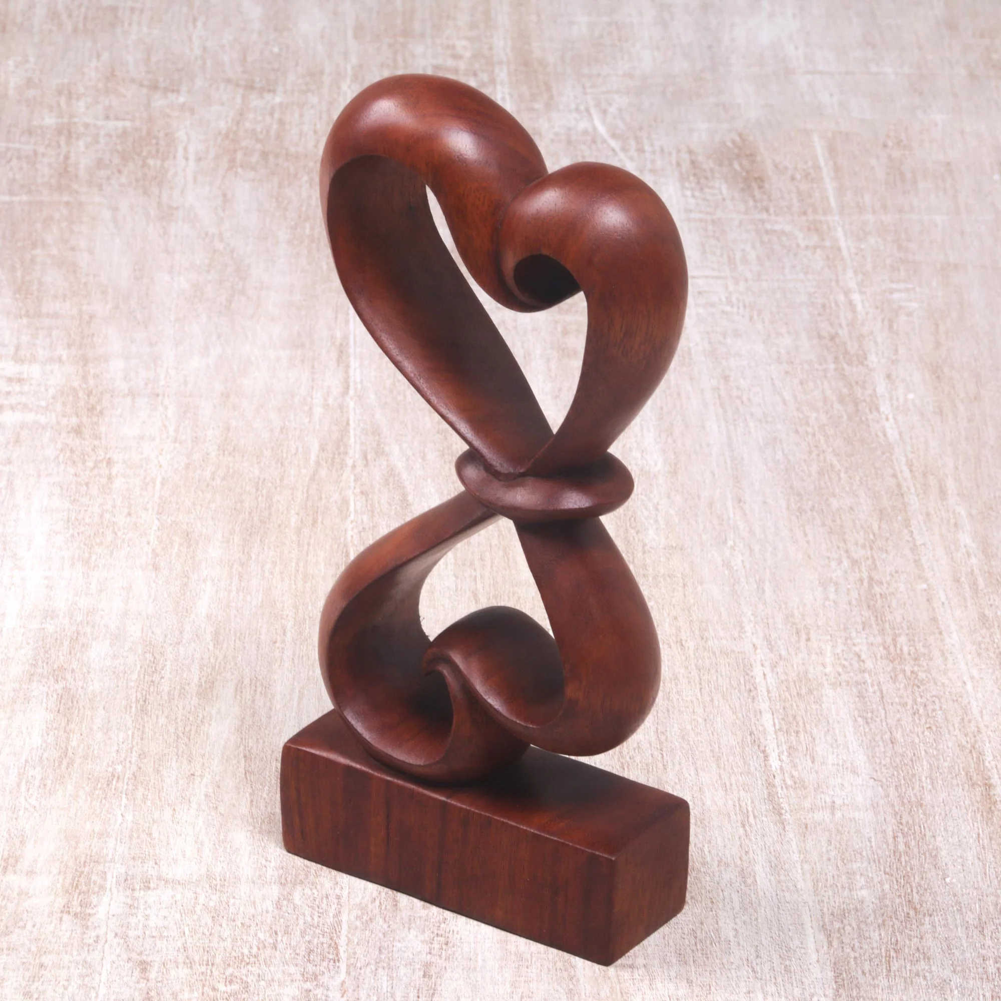 Heartfelt Abstract Wood Sculpture - Image 3
