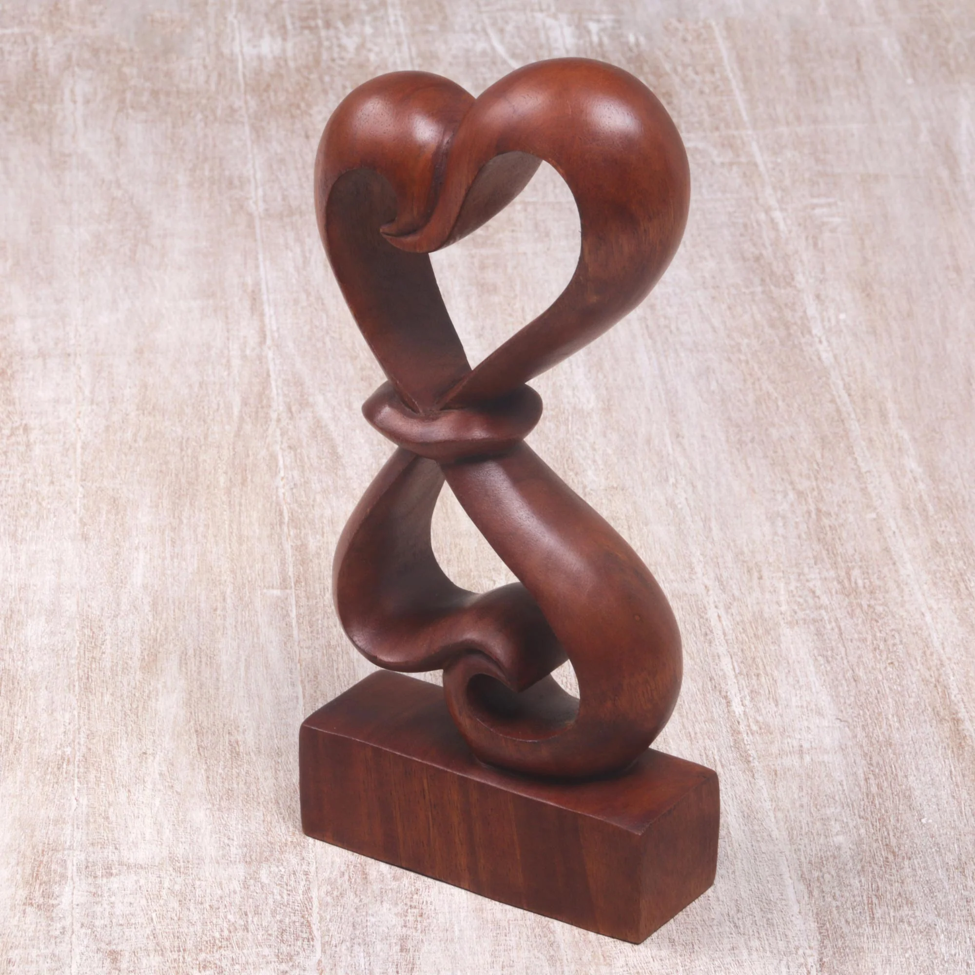 Heartfelt Abstract Wood Sculpture - Image 4