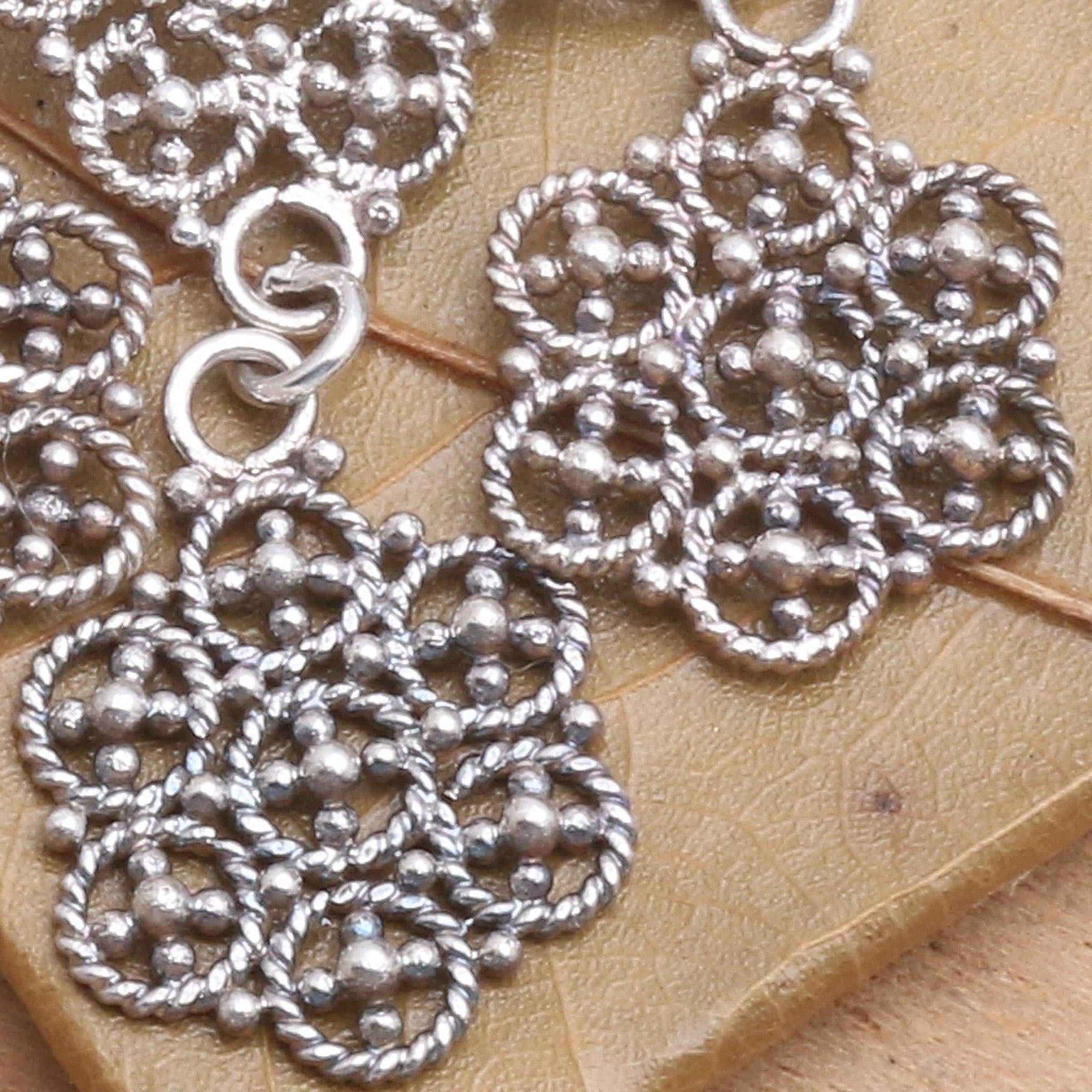 Heartfelt Bouquet Fair Trade Floral Sterling Silver Dangle Earrings - Image 3