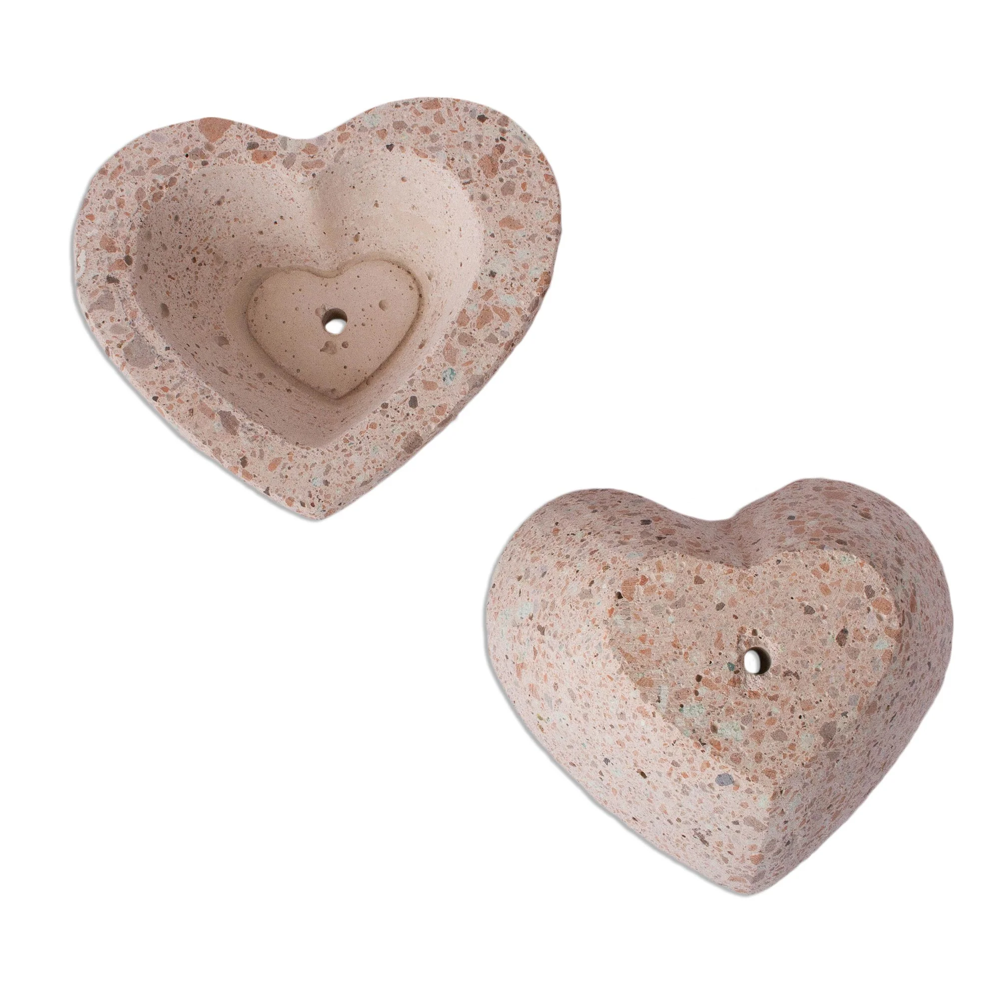 Heartfelt Planters Heart-Shaped Reclaimed Stone Flower Pots (Pair) - Image 3