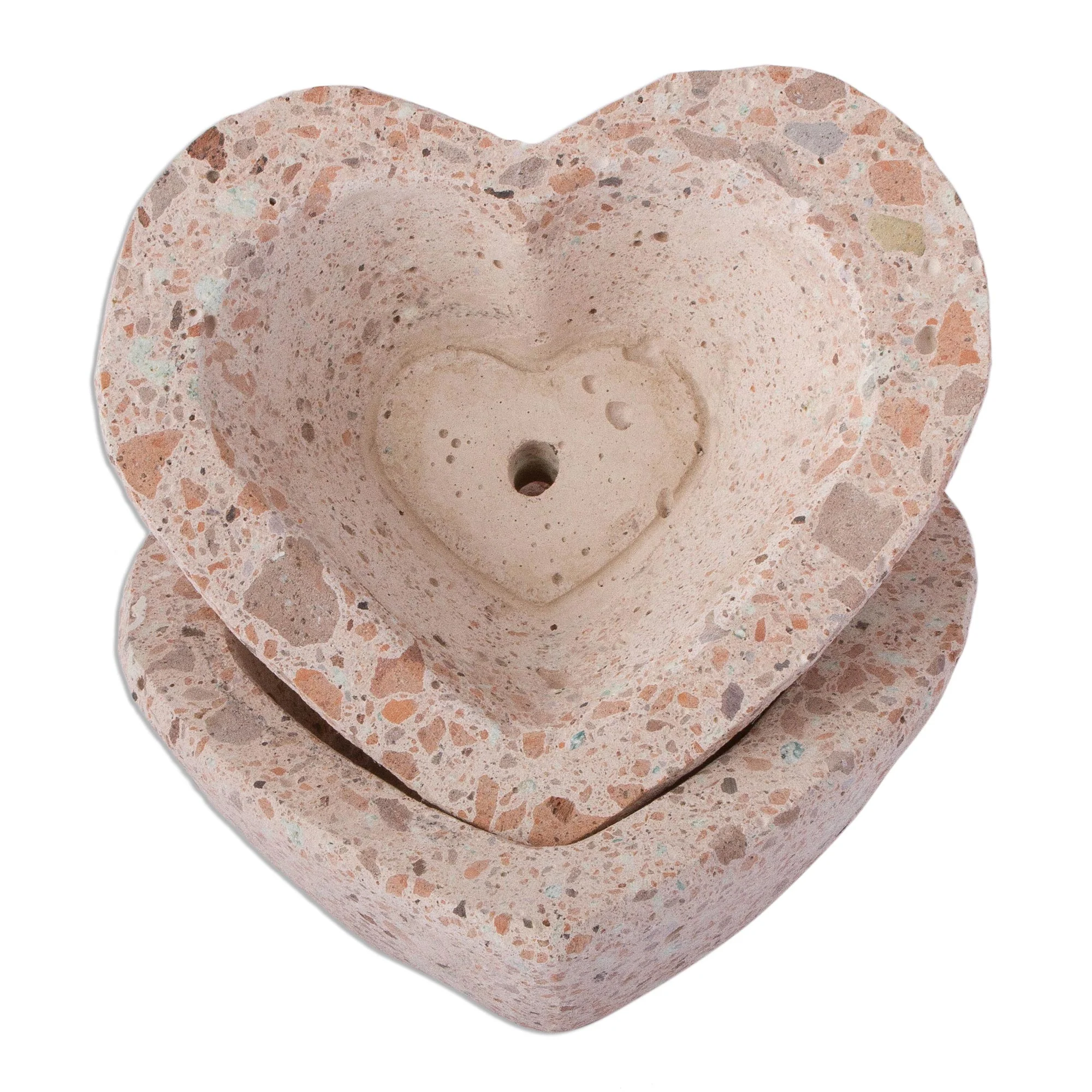 Heartfelt Planters Heart-Shaped Reclaimed Stone Flower Pots (Pair) - Image 4