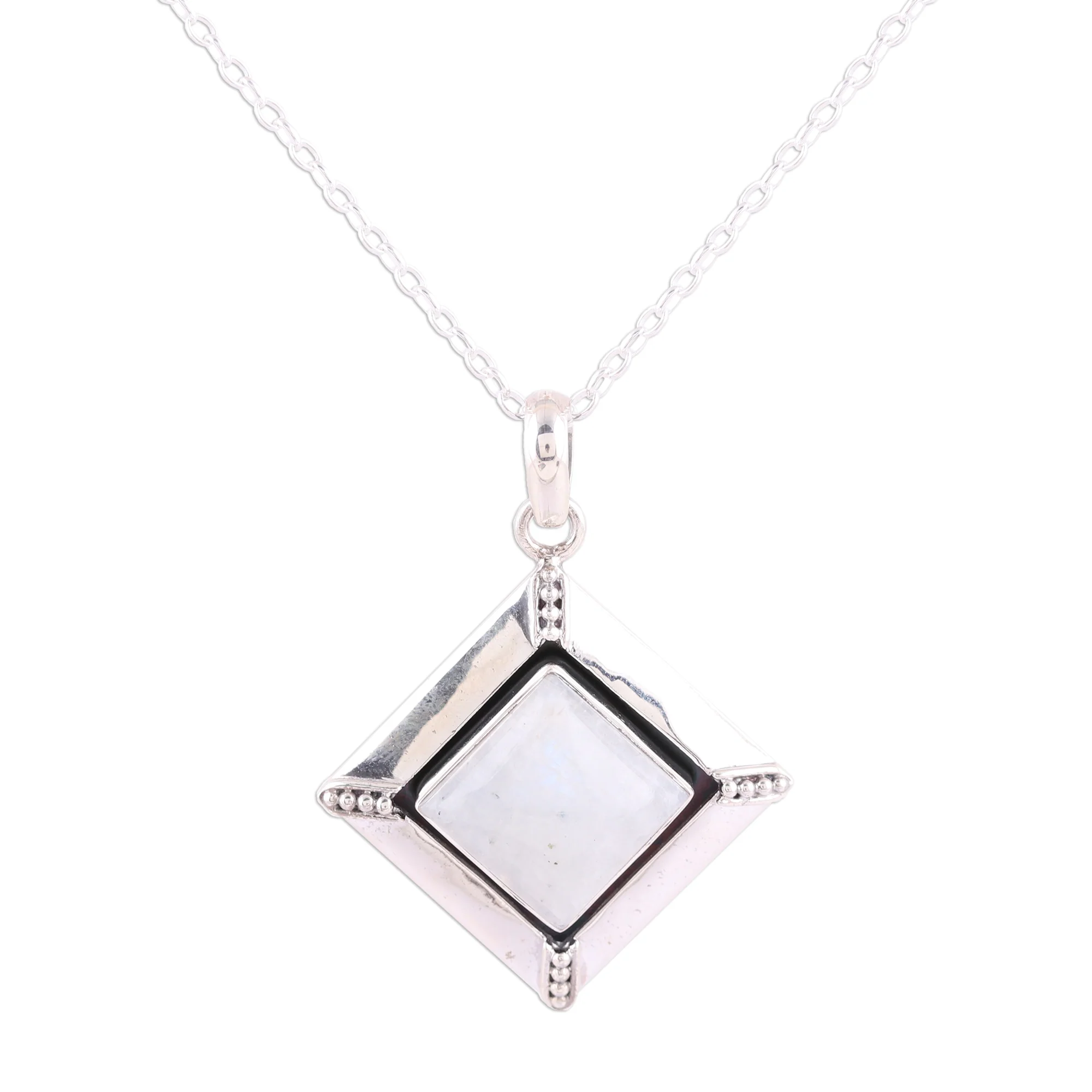 Heavenly Kite Rainbow Moonstone and Sterling Silver Pendant Necklace - Image 2