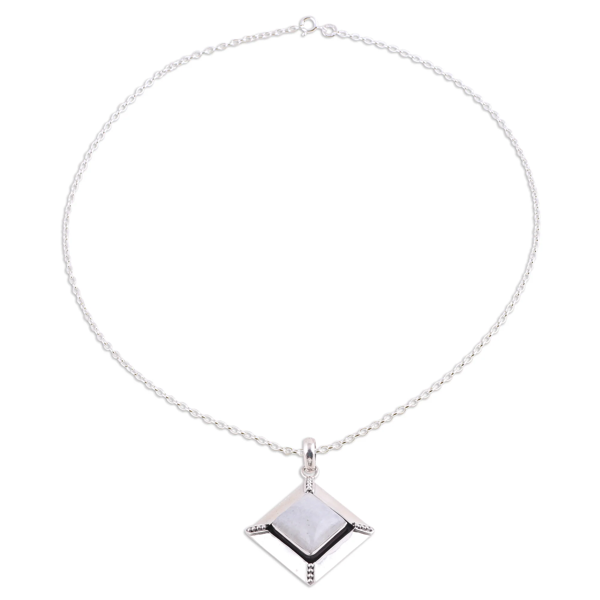 Heavenly Kite Rainbow Moonstone and Sterling Silver Pendant Necklace - Image 4