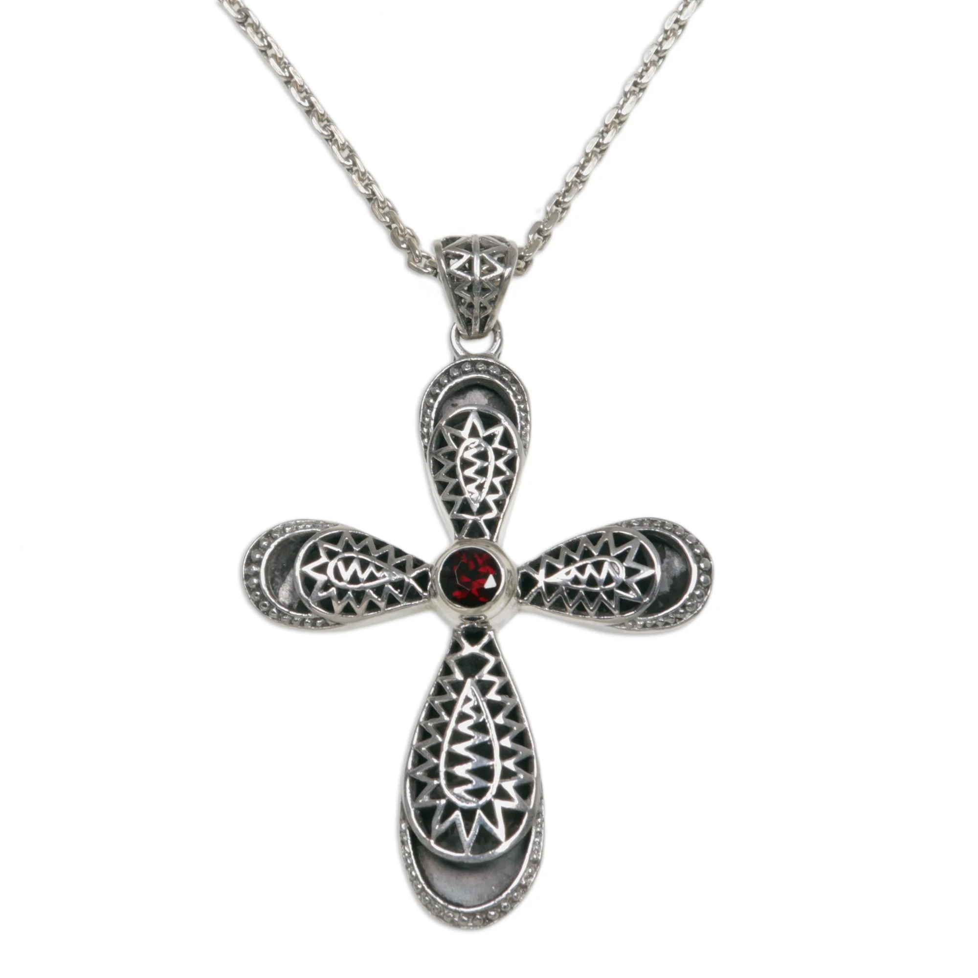 Heaven's Embrace Garnet cross necklace - Image 2