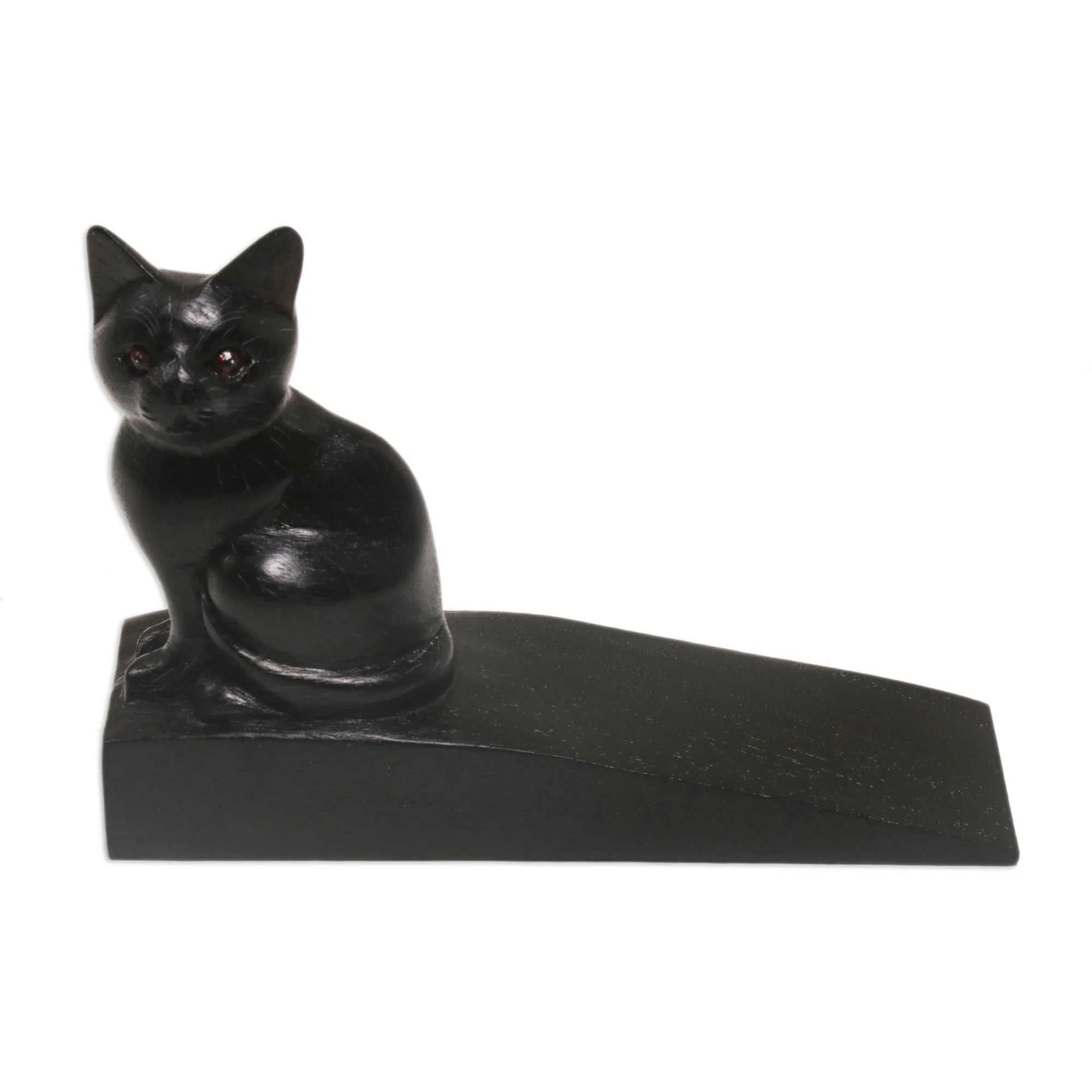Helpful Kitten In Black Wood Doorstop - Image 5