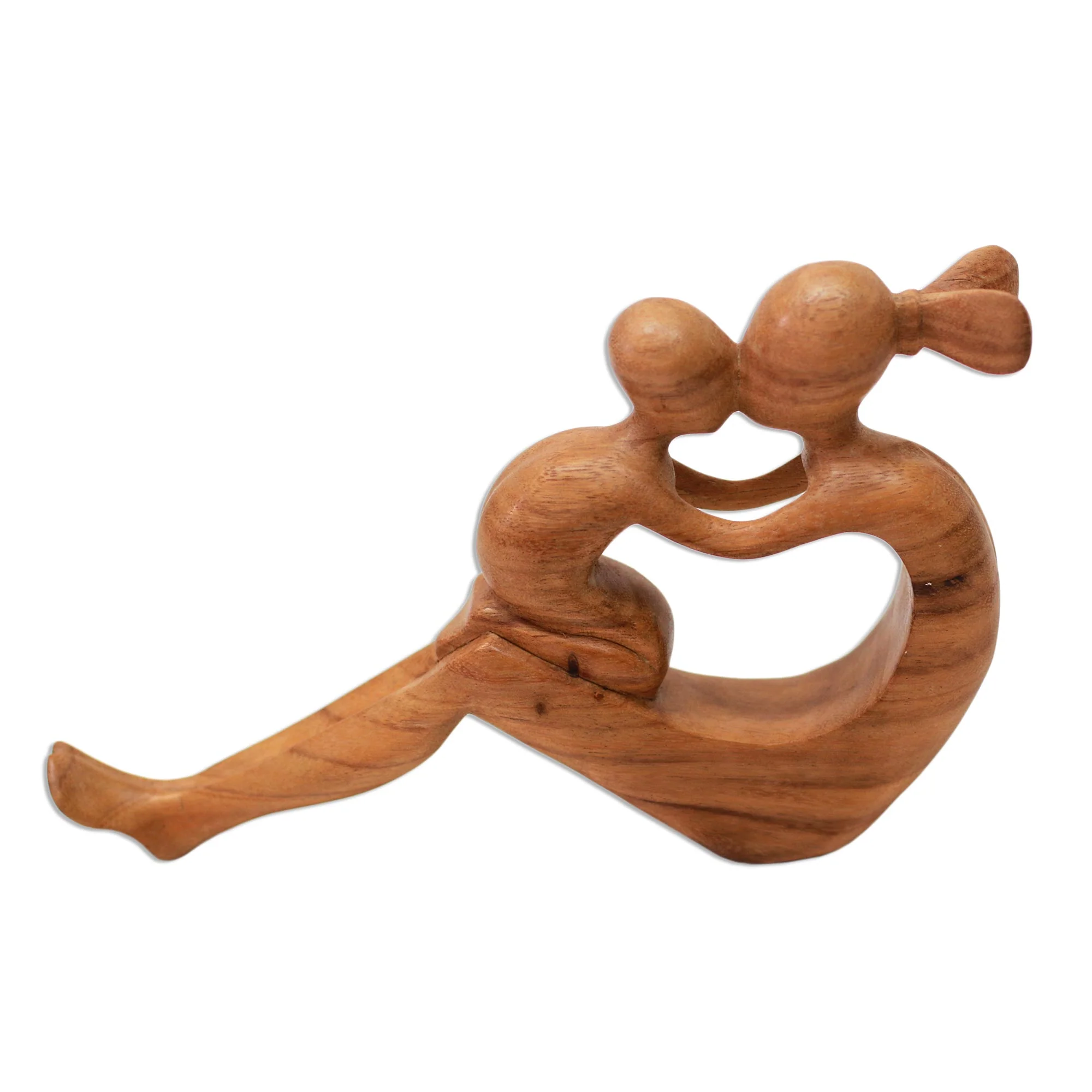 Her Love Will Never Fade Natural Suar Wood Mother and child Sculpture from Bali - Image 2