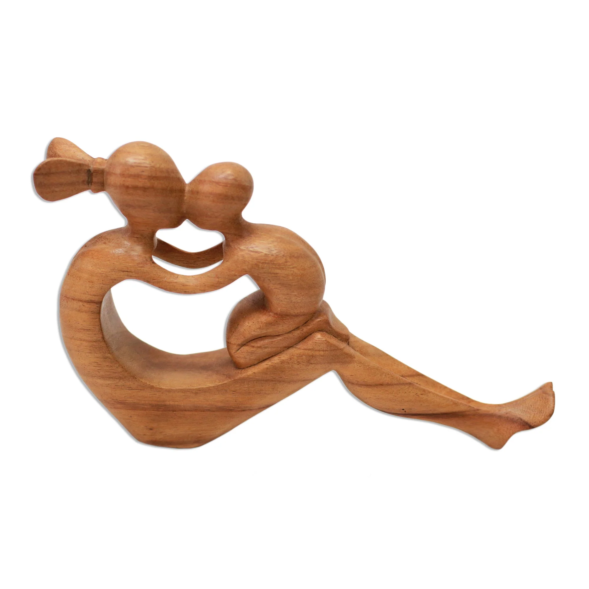 Her Love Will Never Fade Natural Suar Wood Mother and child Sculpture from Bali - Image 3