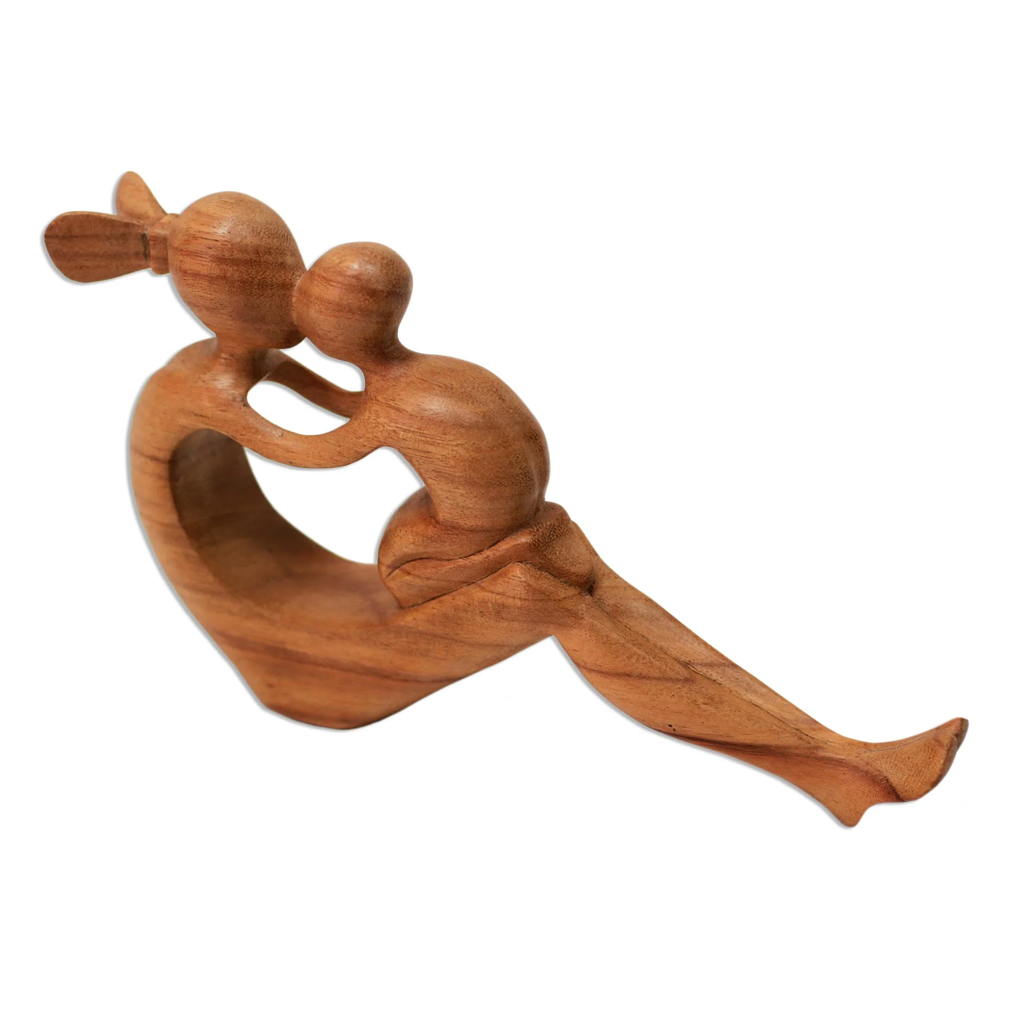 Her Love Will Never Fade Natural Suar Wood Mother and child Sculpture from Bali - Image 4
