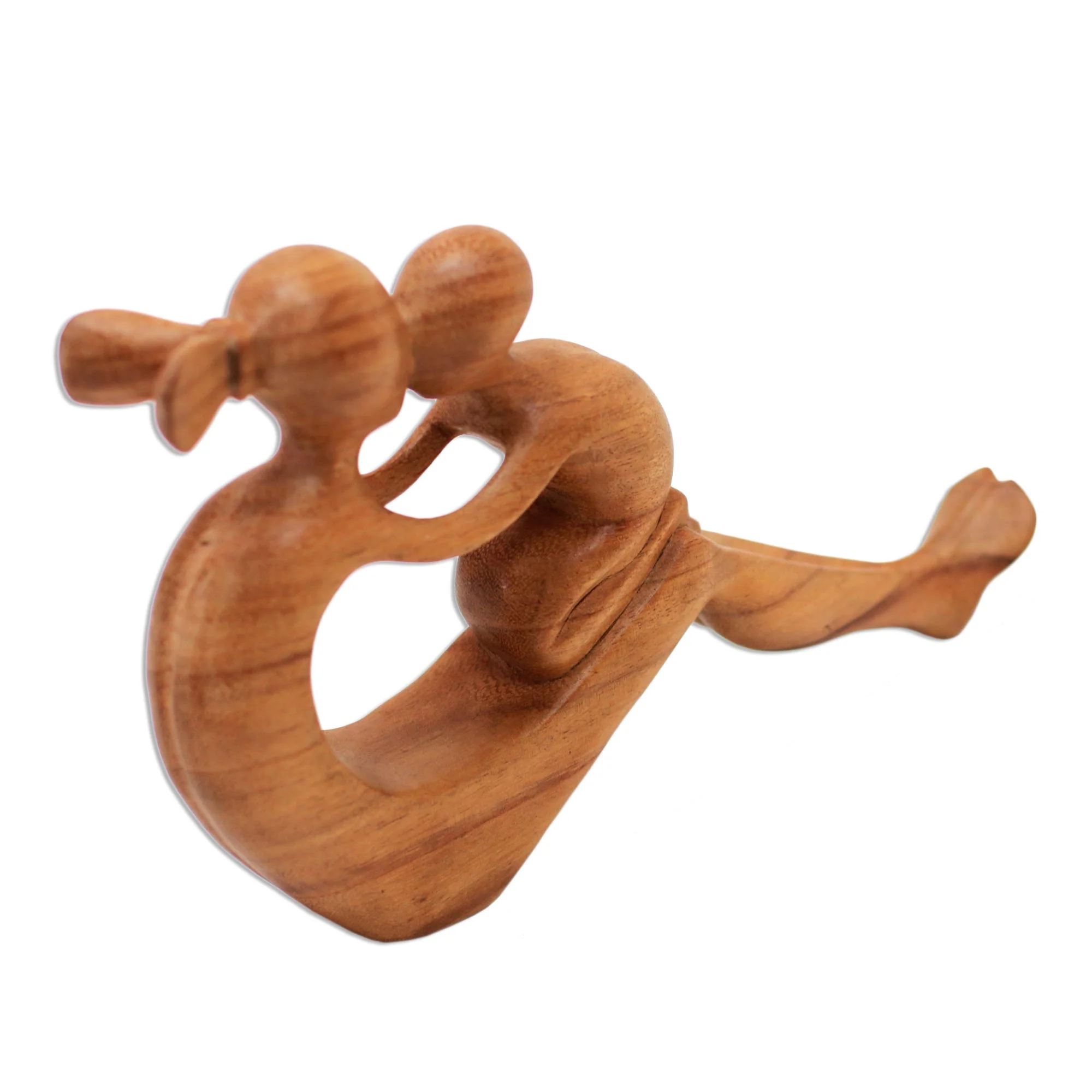 Her Love Will Never Fade Natural Suar Wood Mother and child Sculpture from Bali - Image 5