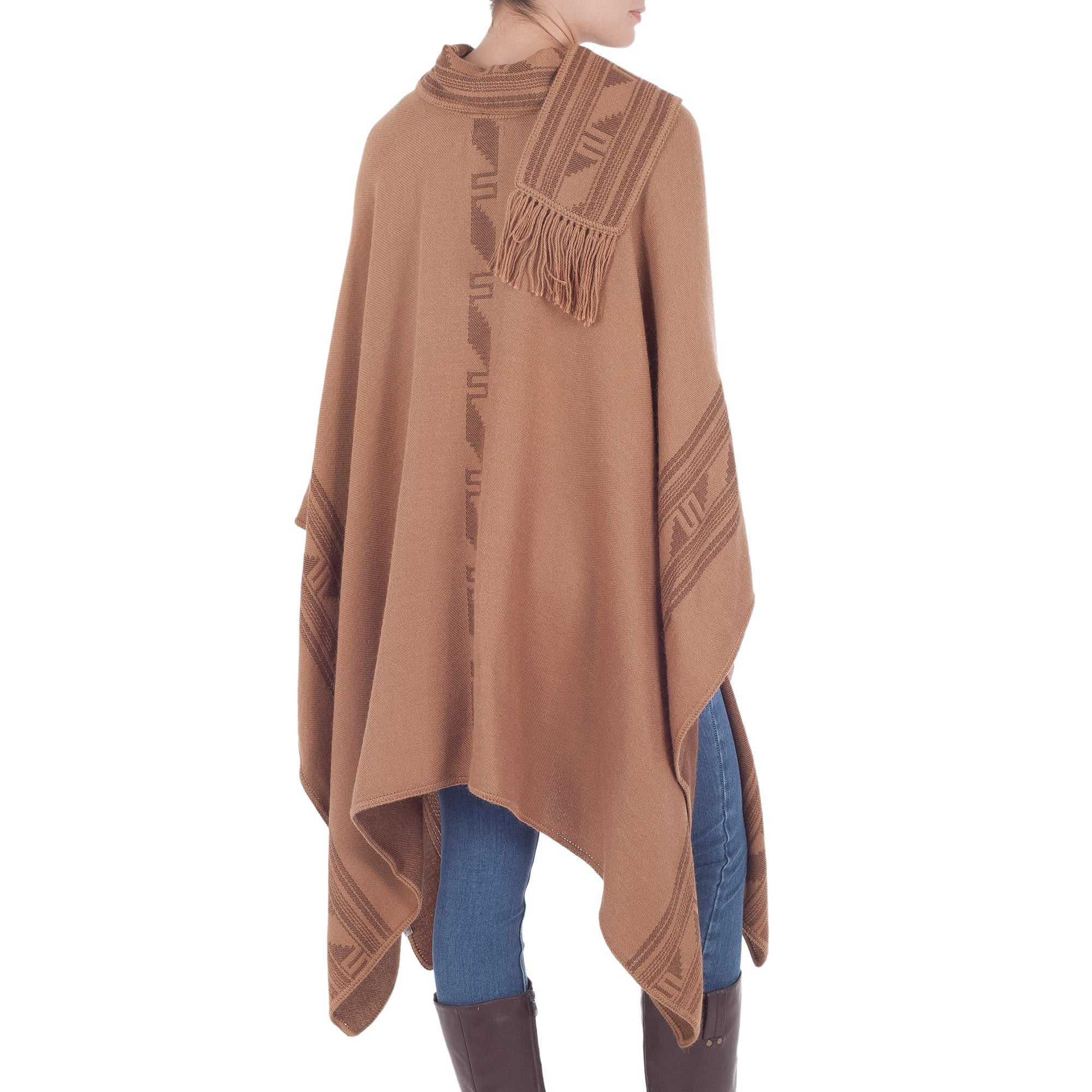 Heritage Alpaca Blend Reversible Handcrafted Poncho - Image 3