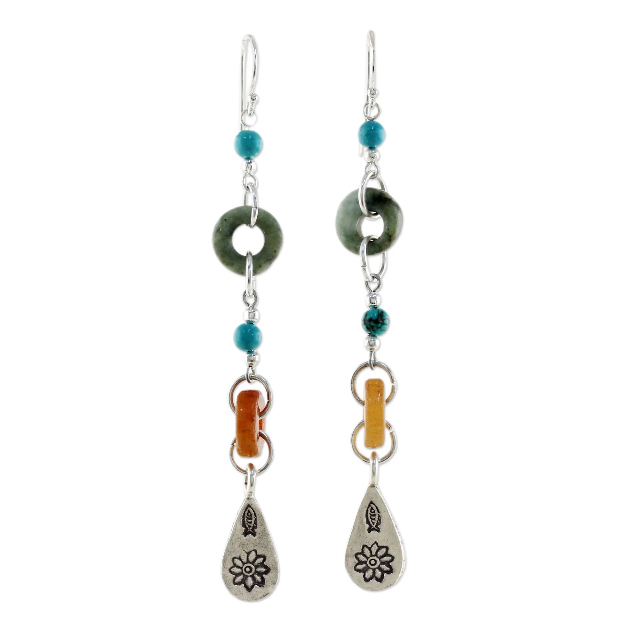 Hill Tribe Adventure Multi-Gem & Silver Earrings - Image 2