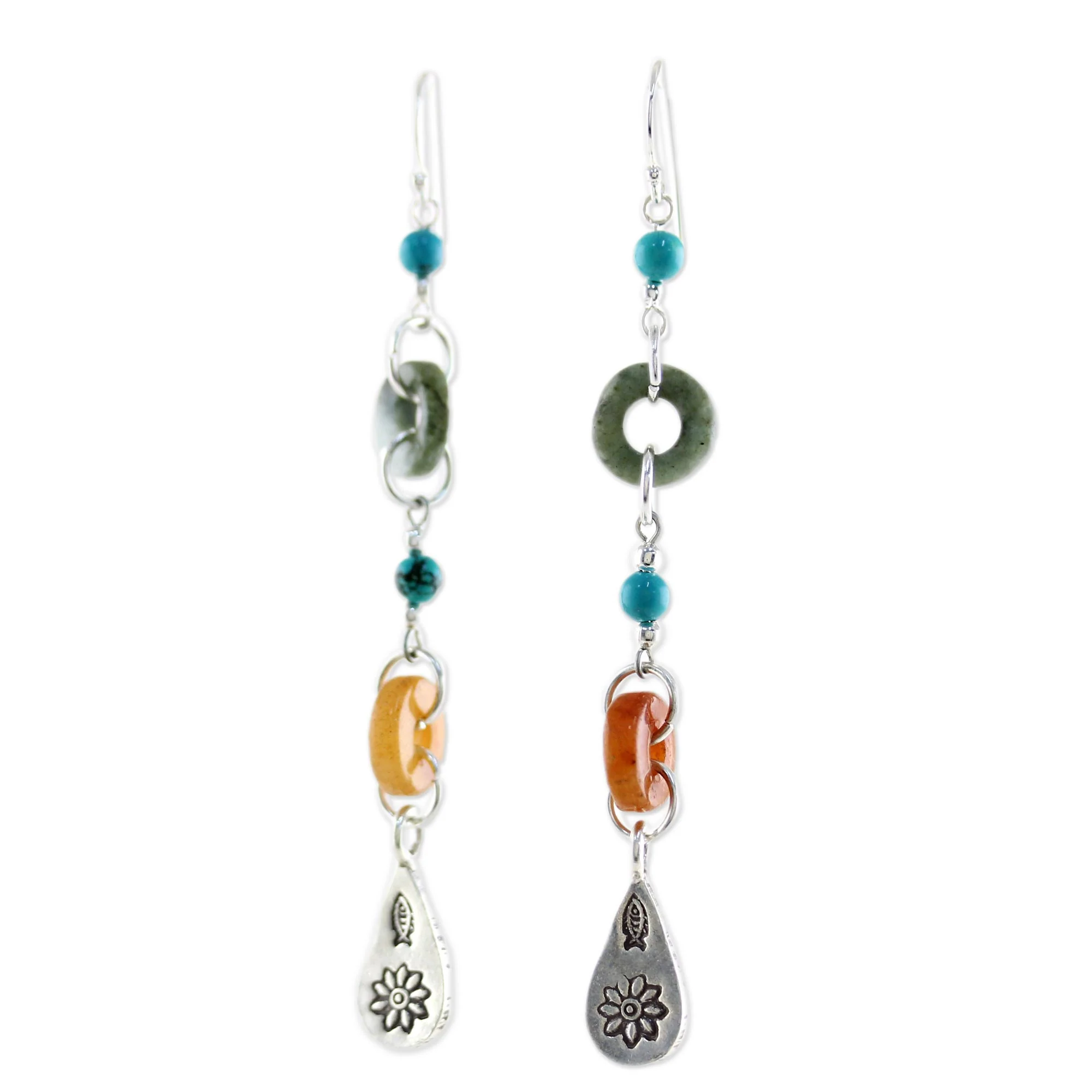 Hill Tribe Adventure Multi-Gem & Silver Earrings - Image 3