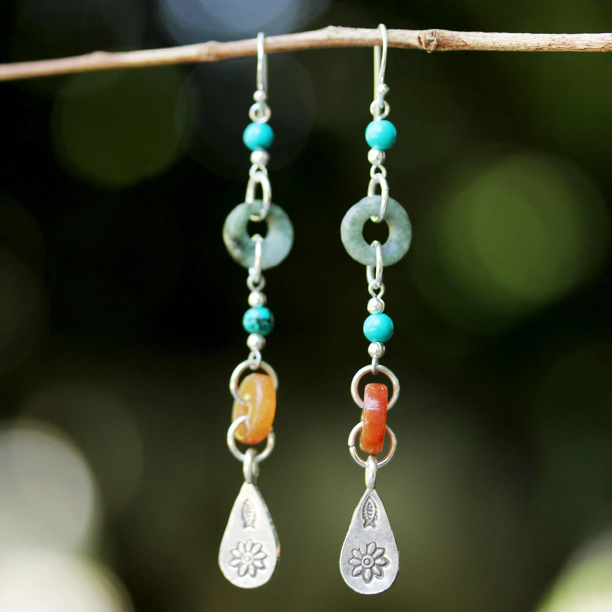 Hill Tribe Adventure Multi-Gem & Silver Earrings - Image 5
