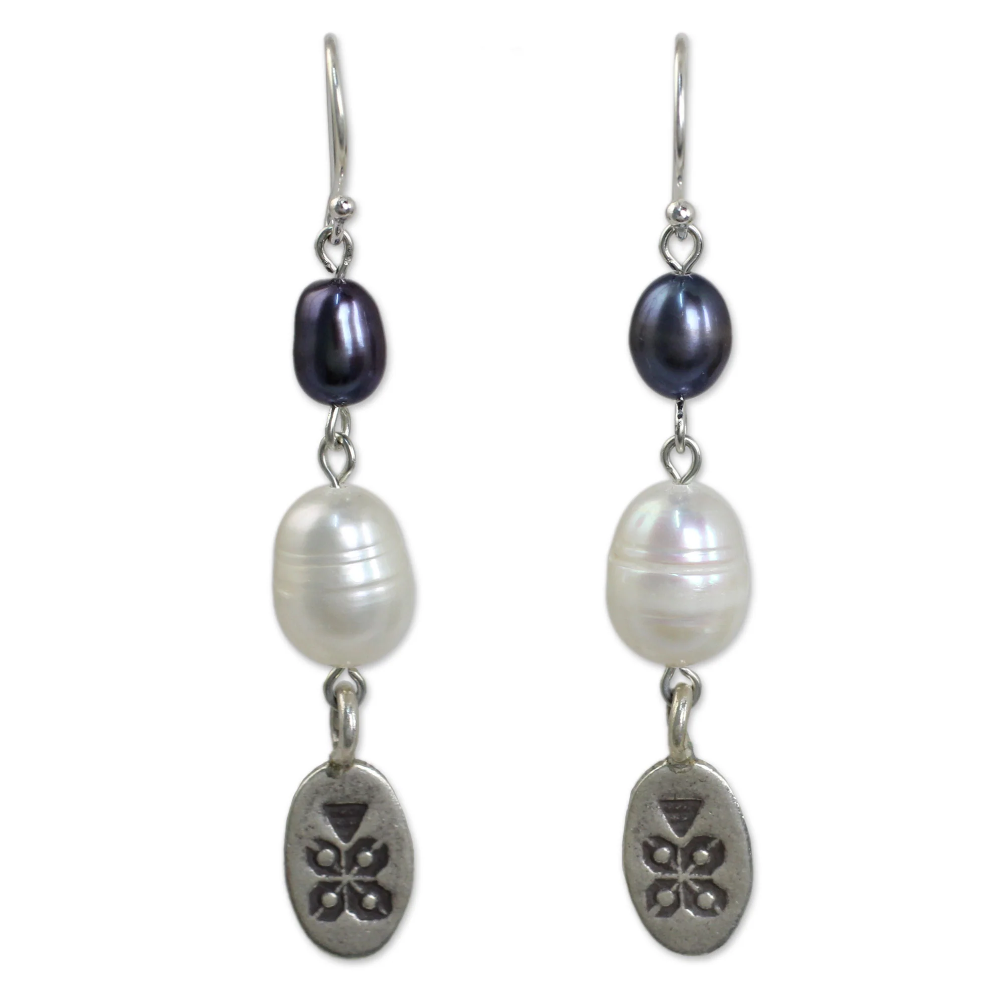 Hill Tribe Blue Pearl Dangle Earrings - Image 2