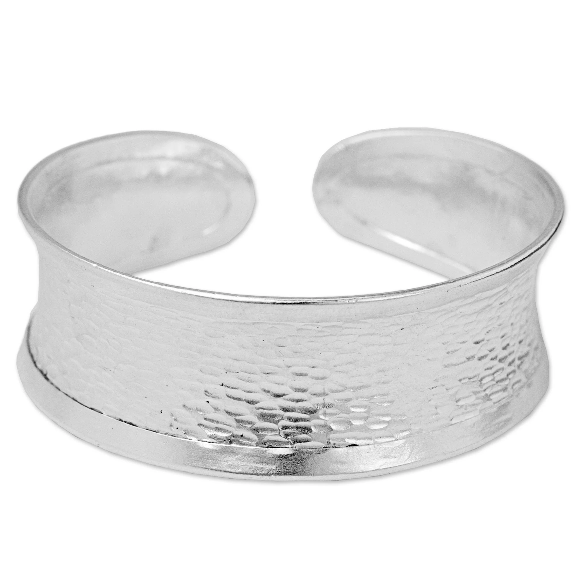 Hill Tribe Curves Hammered Silver 950 Hill Tribe Concave Cuff Bracelet - Image 2