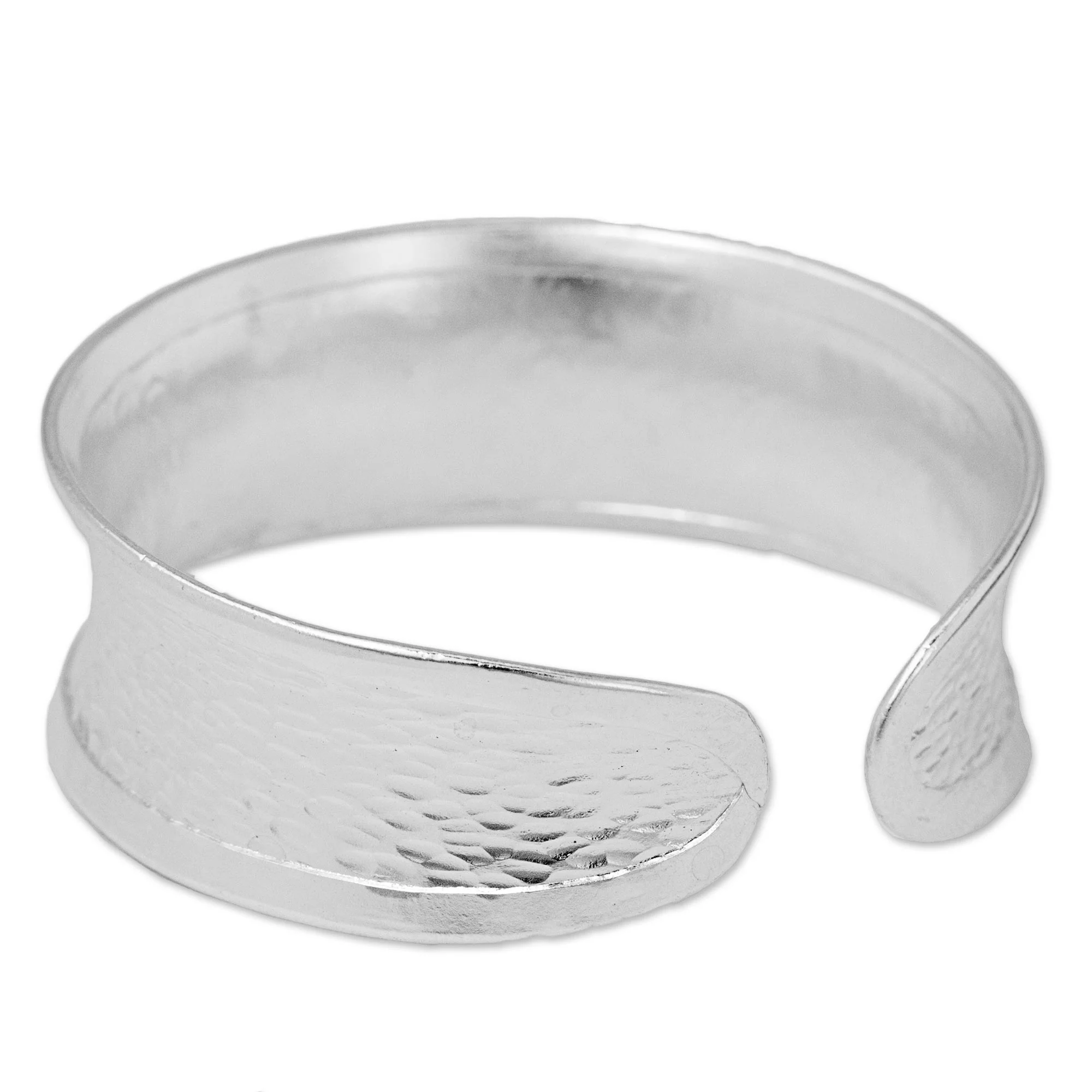 Hill Tribe Curves Hammered Silver 950 Hill Tribe Concave Cuff Bracelet - Image 3