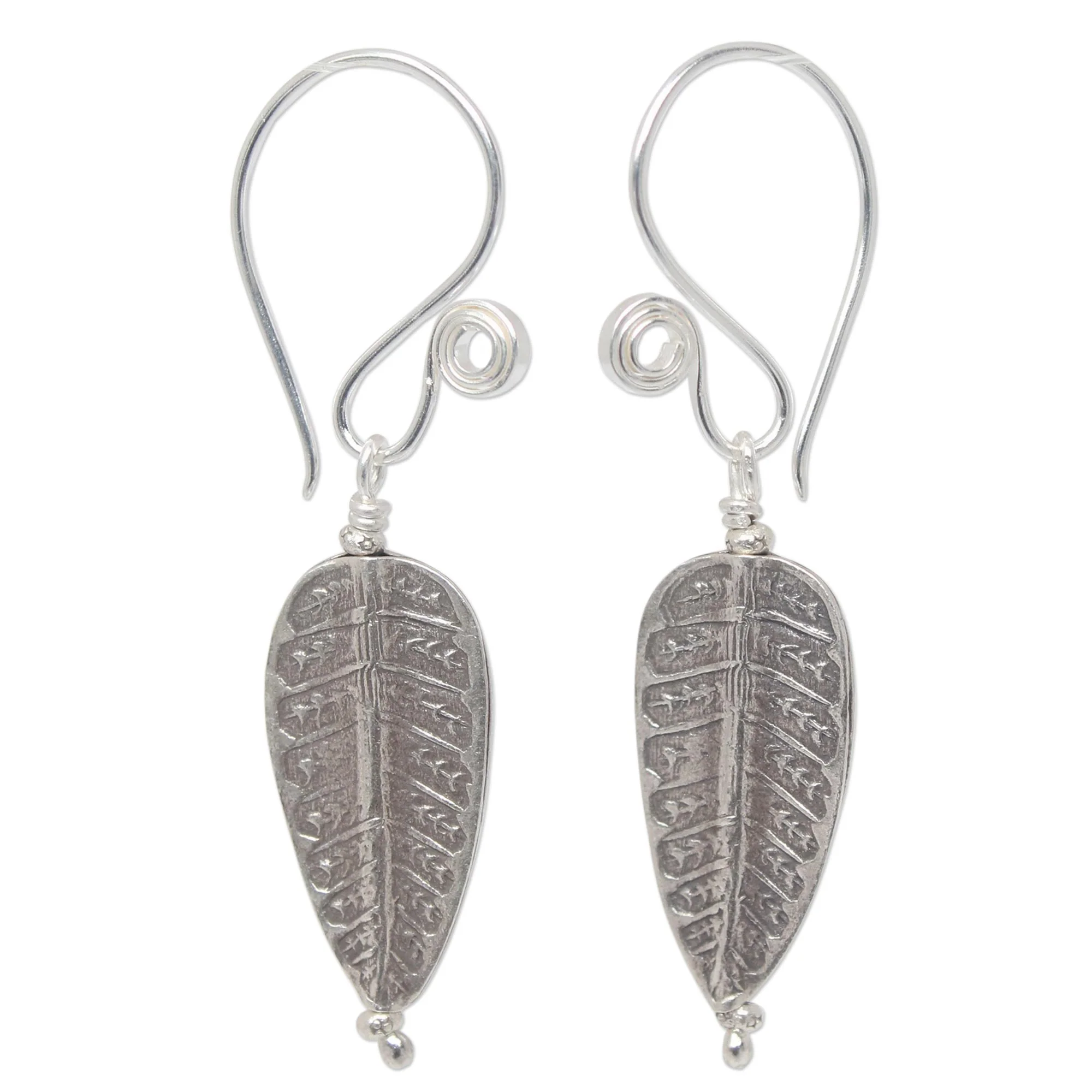 Hill Tribe Forest Silver Leaf & Tree Earrings - Image 2