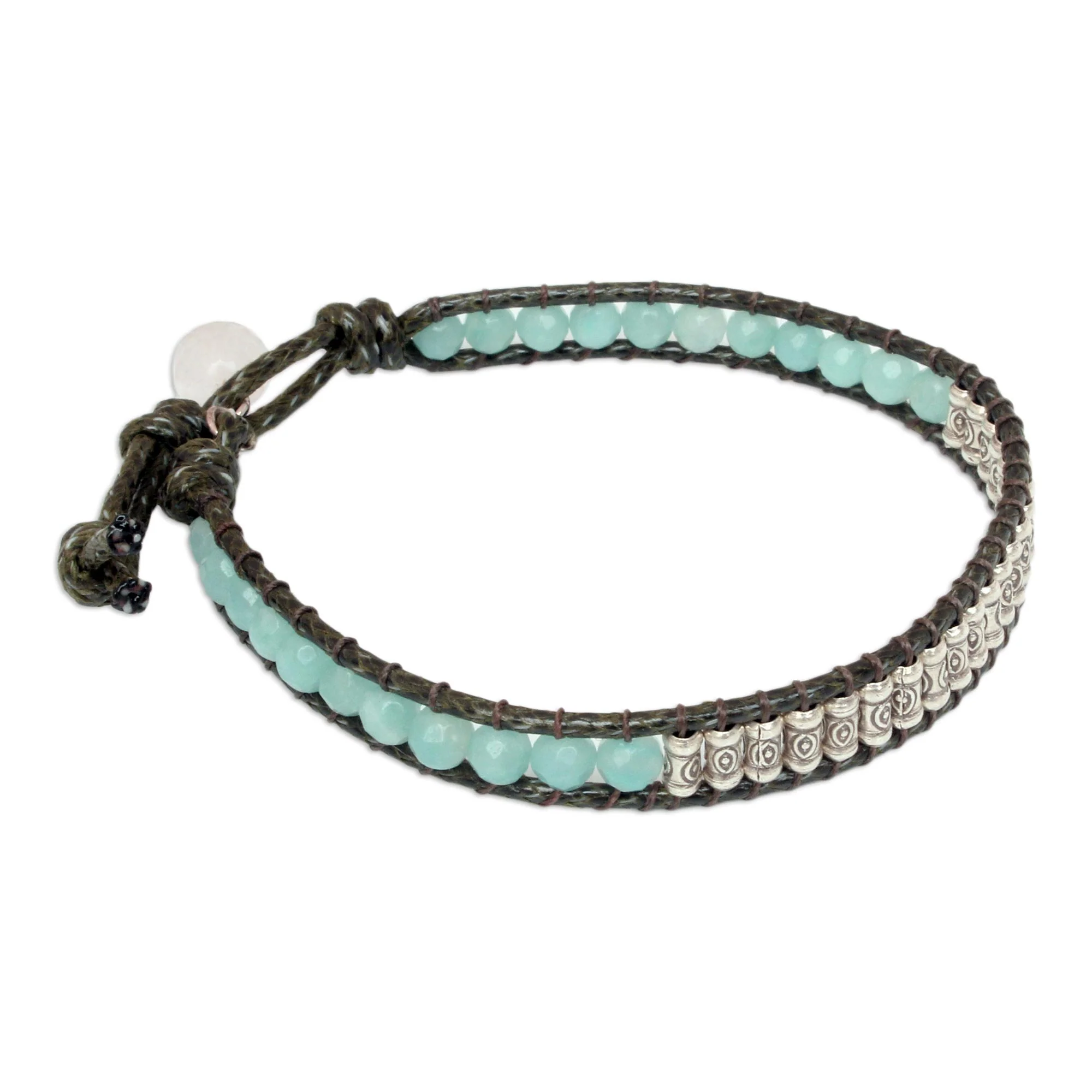 Hill Tribe Memory Amazonite and quartz beaded bracelet - Image 2