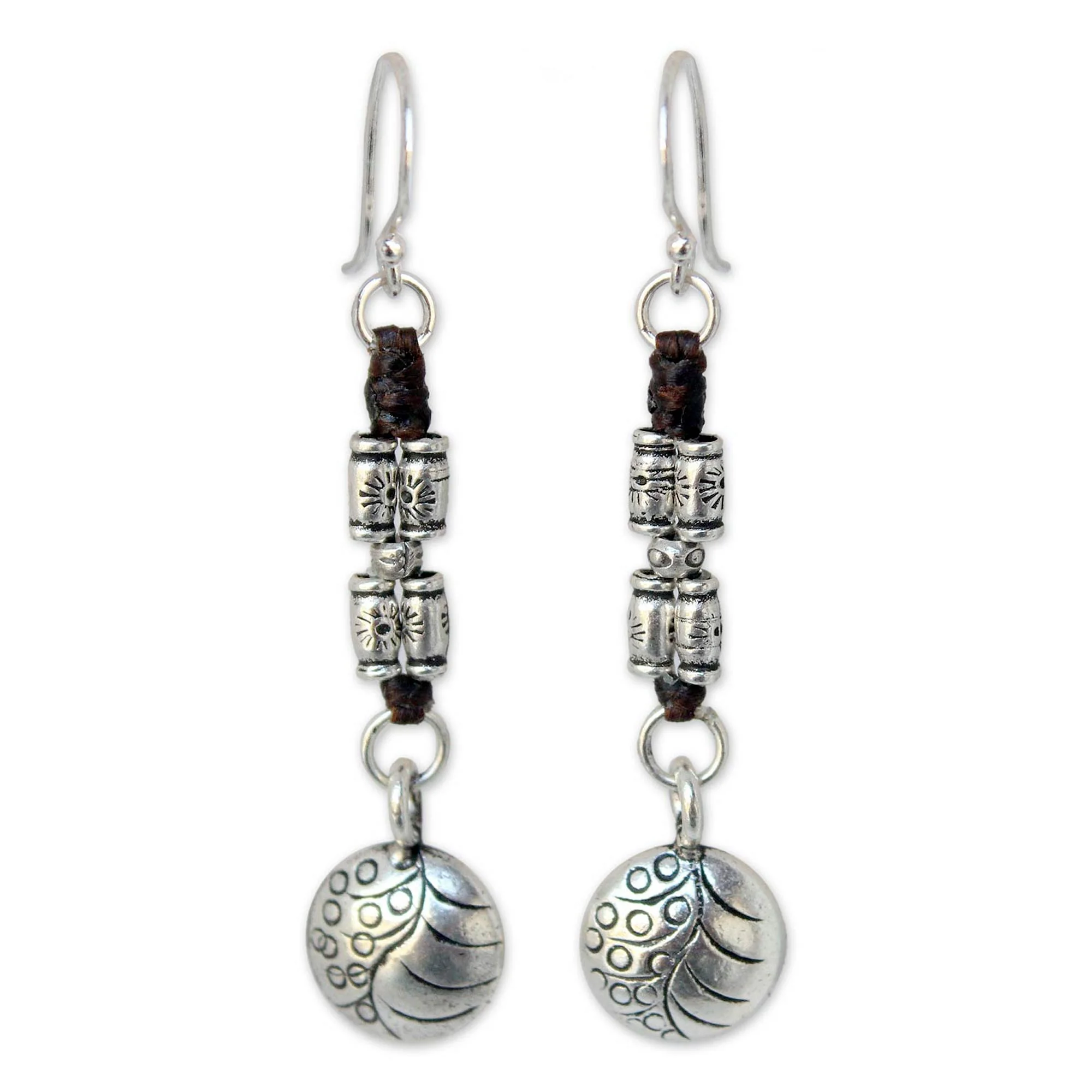 Hill Tribe Stories Hill Tribe Silver Dangle Earrings from Thailand - Image 2