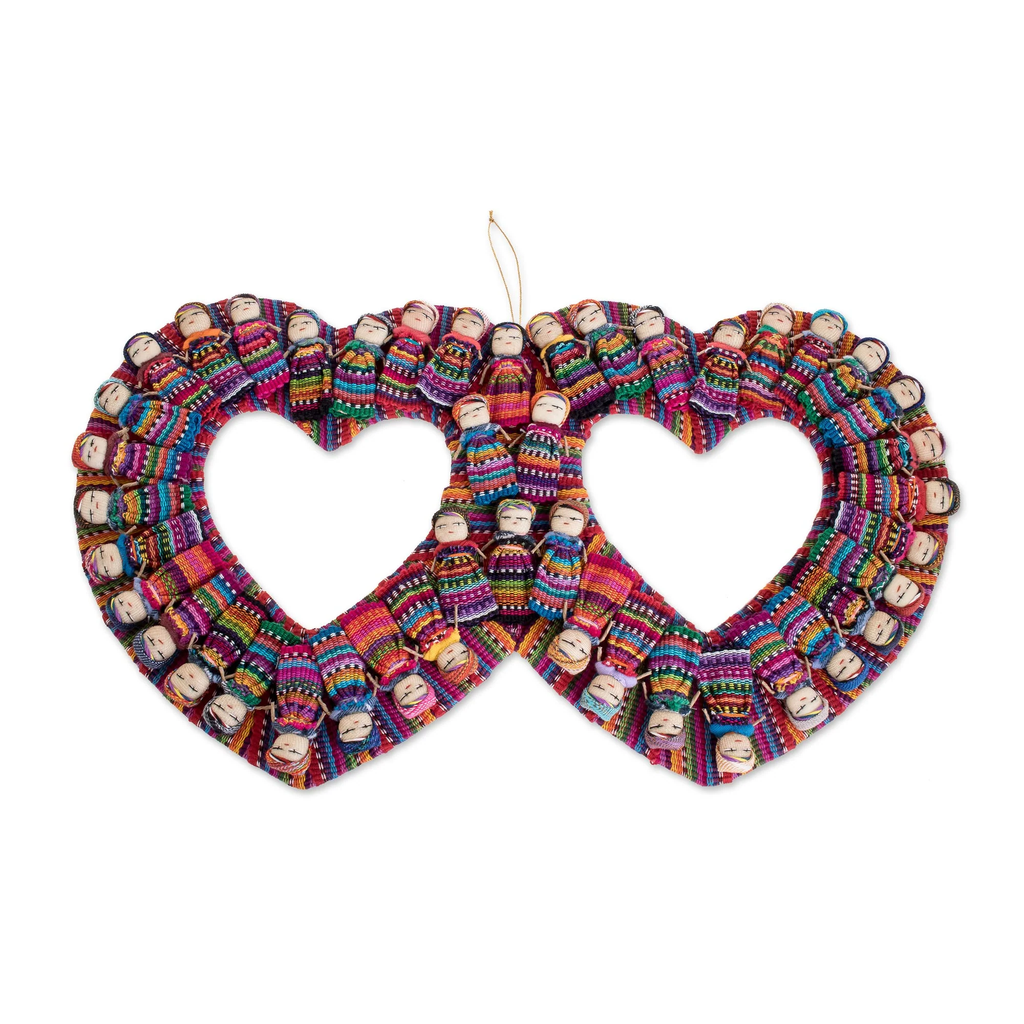 Histories of Love Heart-Shaped Cotton Worry Doll Wall Decor from Guatemala - Image 2