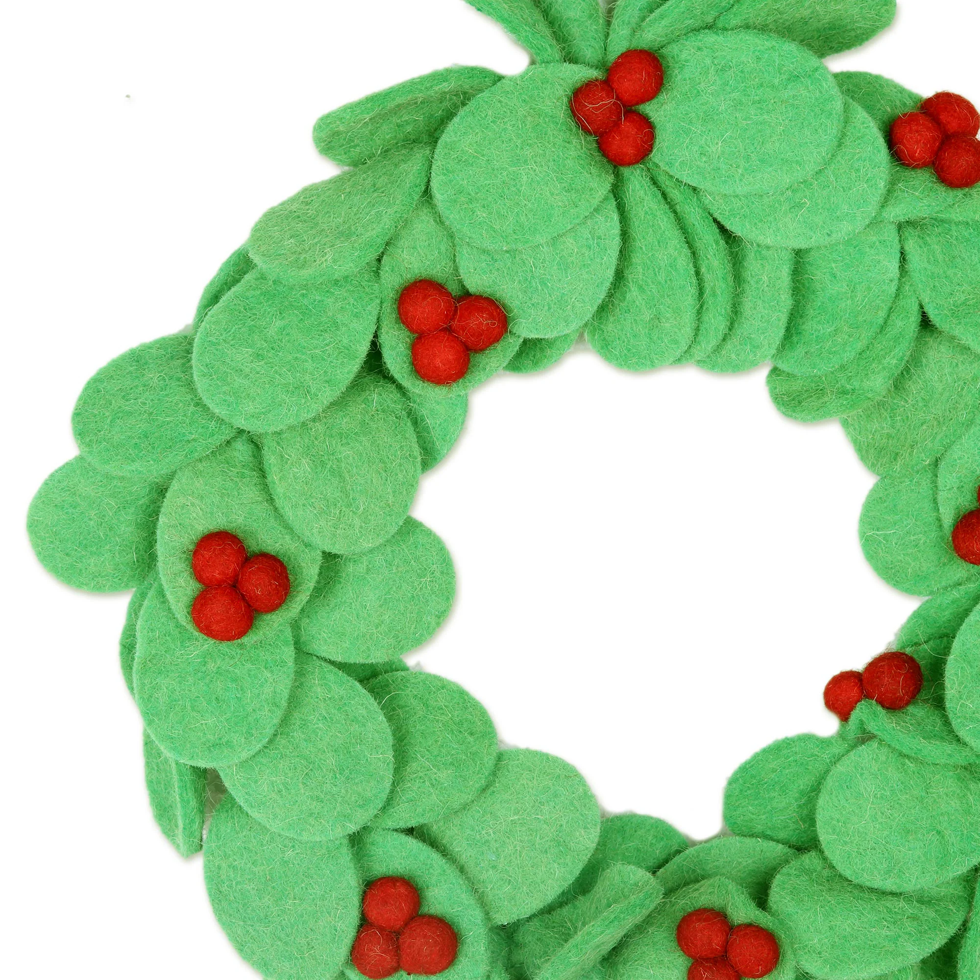 Holiday Celebration Wool Felt Holiday Wreath Handmade in India - Image 3