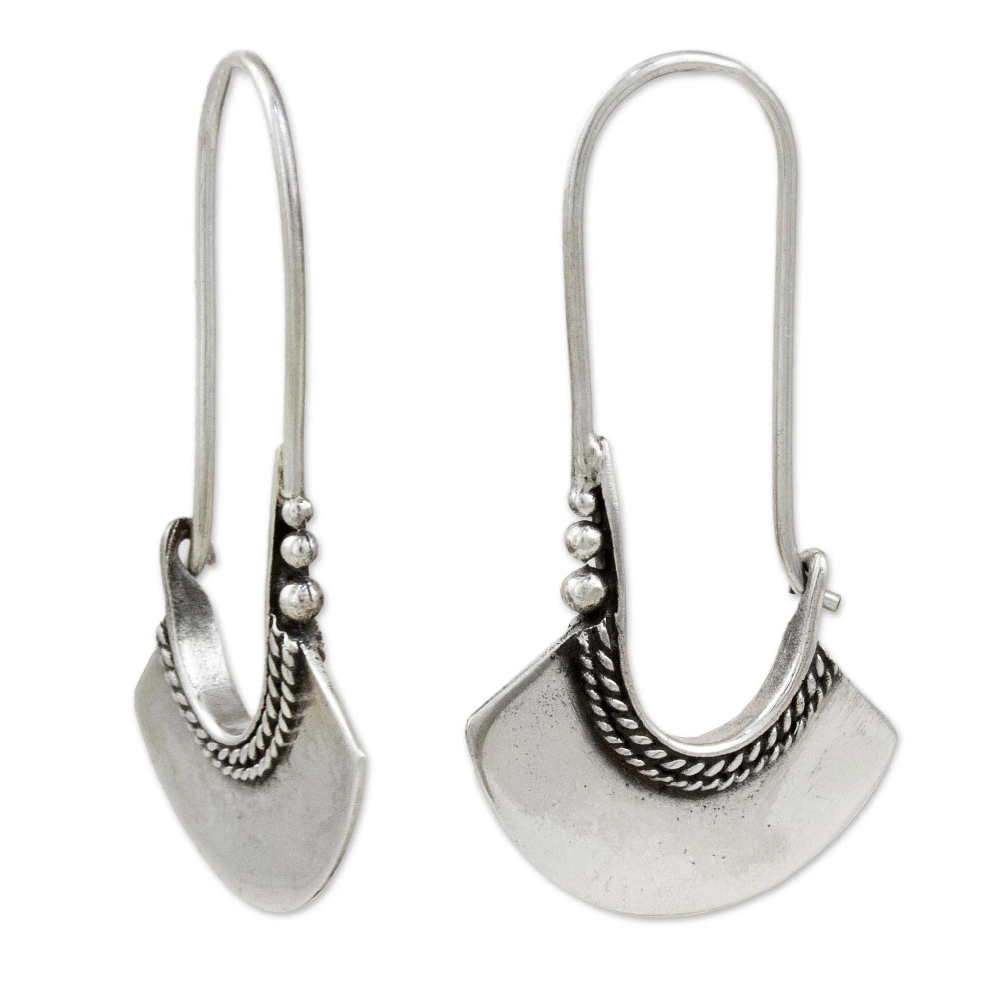 Hollow Bell Sterling Silver Hoop Earrings - Image 4