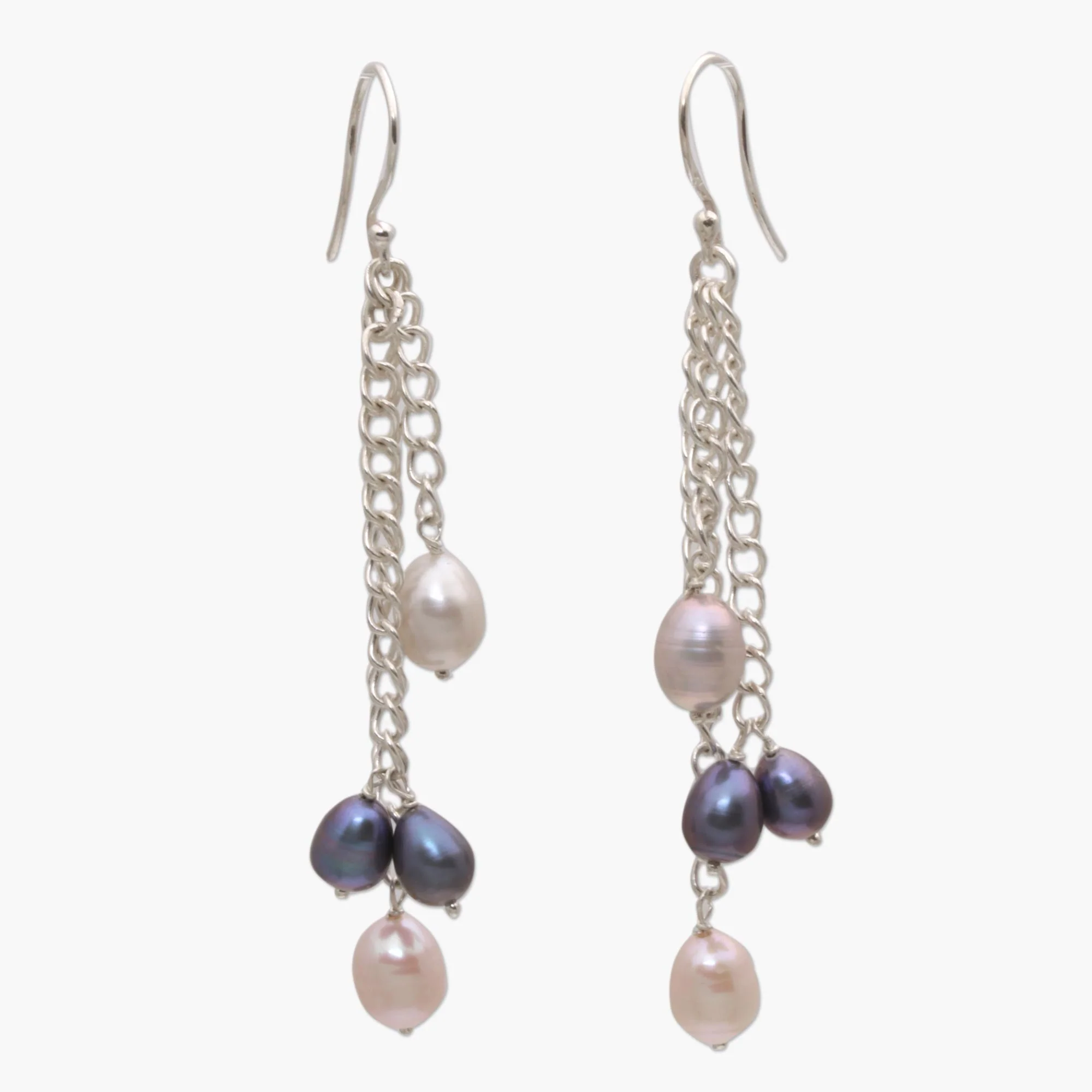 Holy Droplets Cultured Pearl and Sterling Silver Waterfall Earrings - Image 2