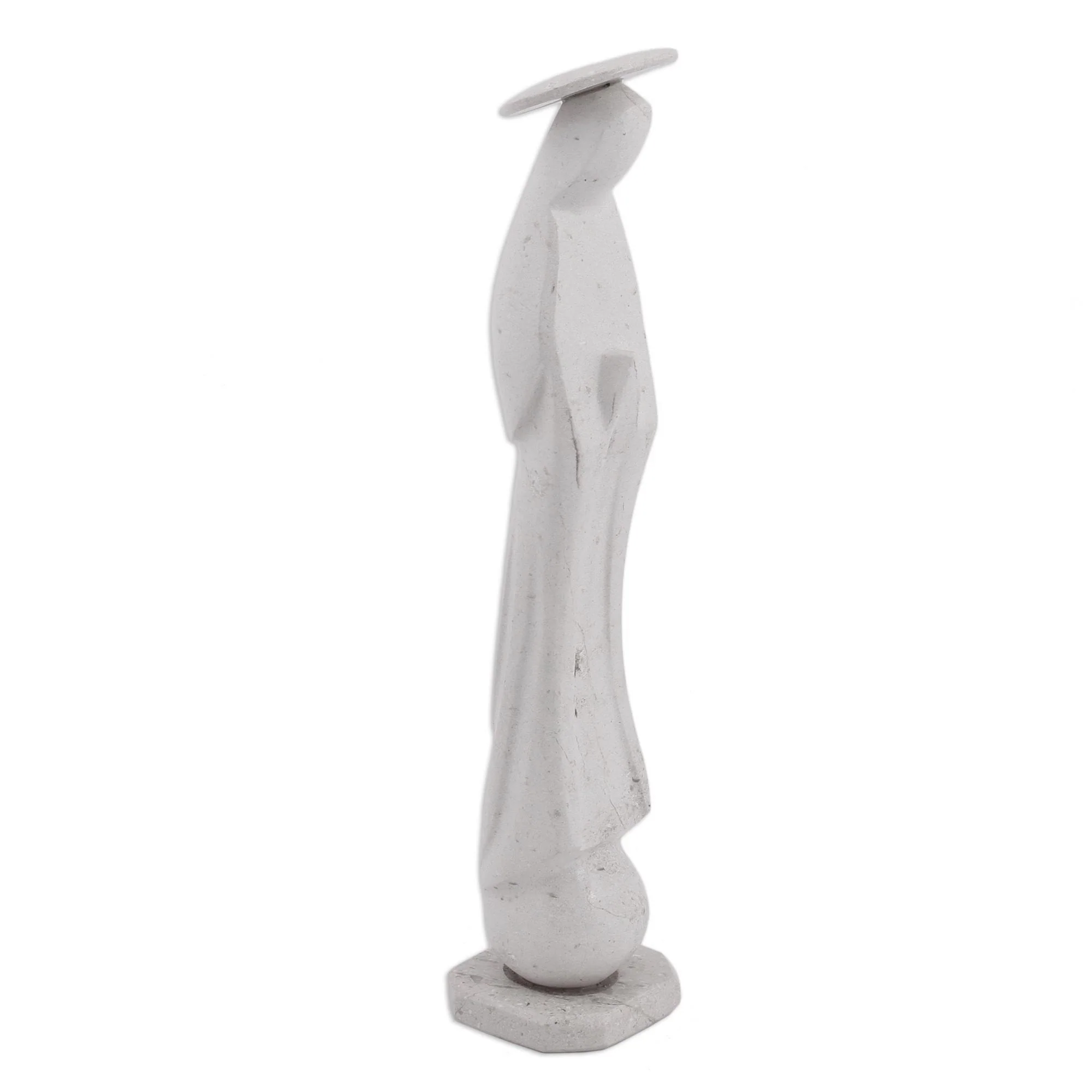 Holy Madonna in White Marble Madonna Statuette in White from Mexico - Image 2